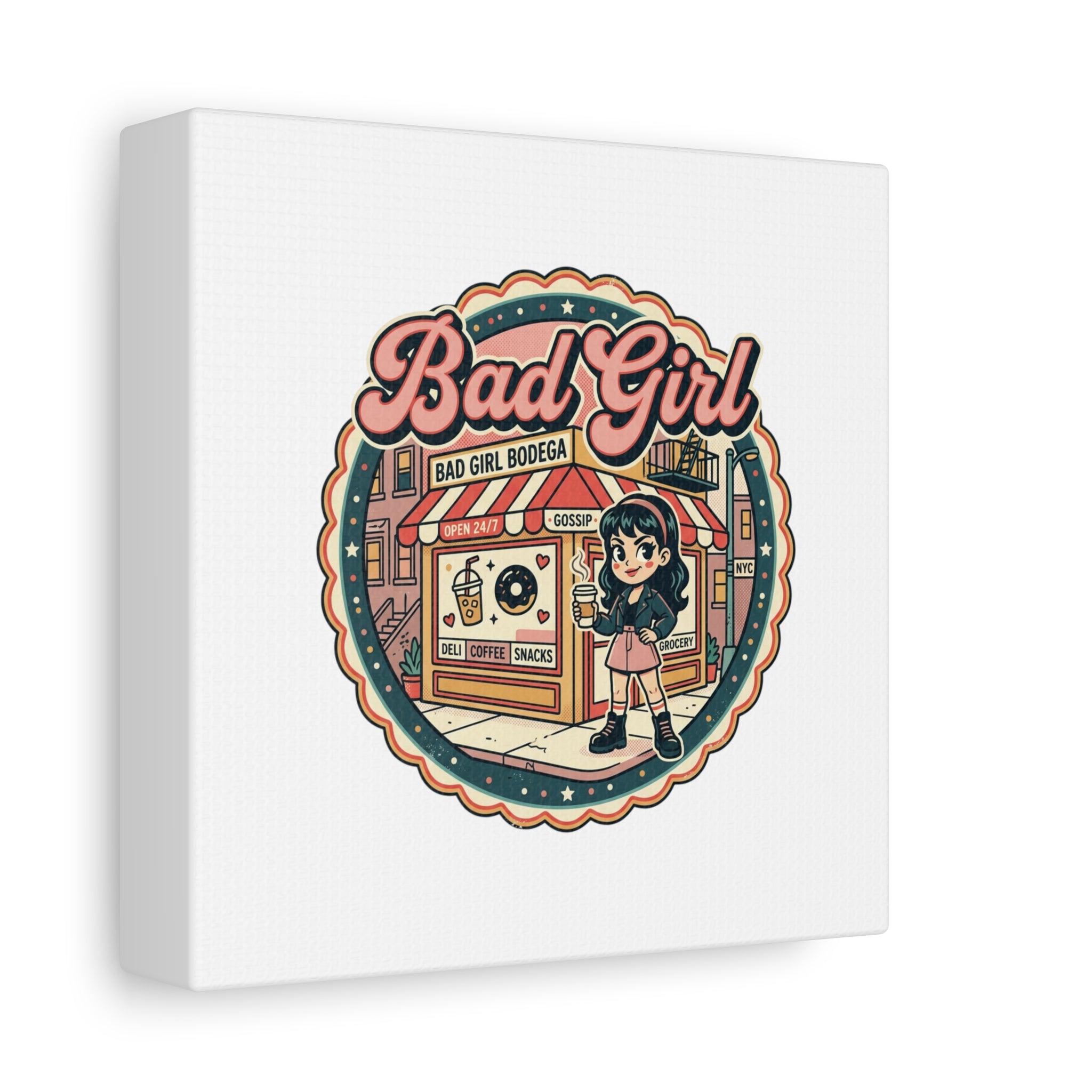 Bad Girl Bodega Canvas Print | Bodega, NYC, Y2K Corner Store Art