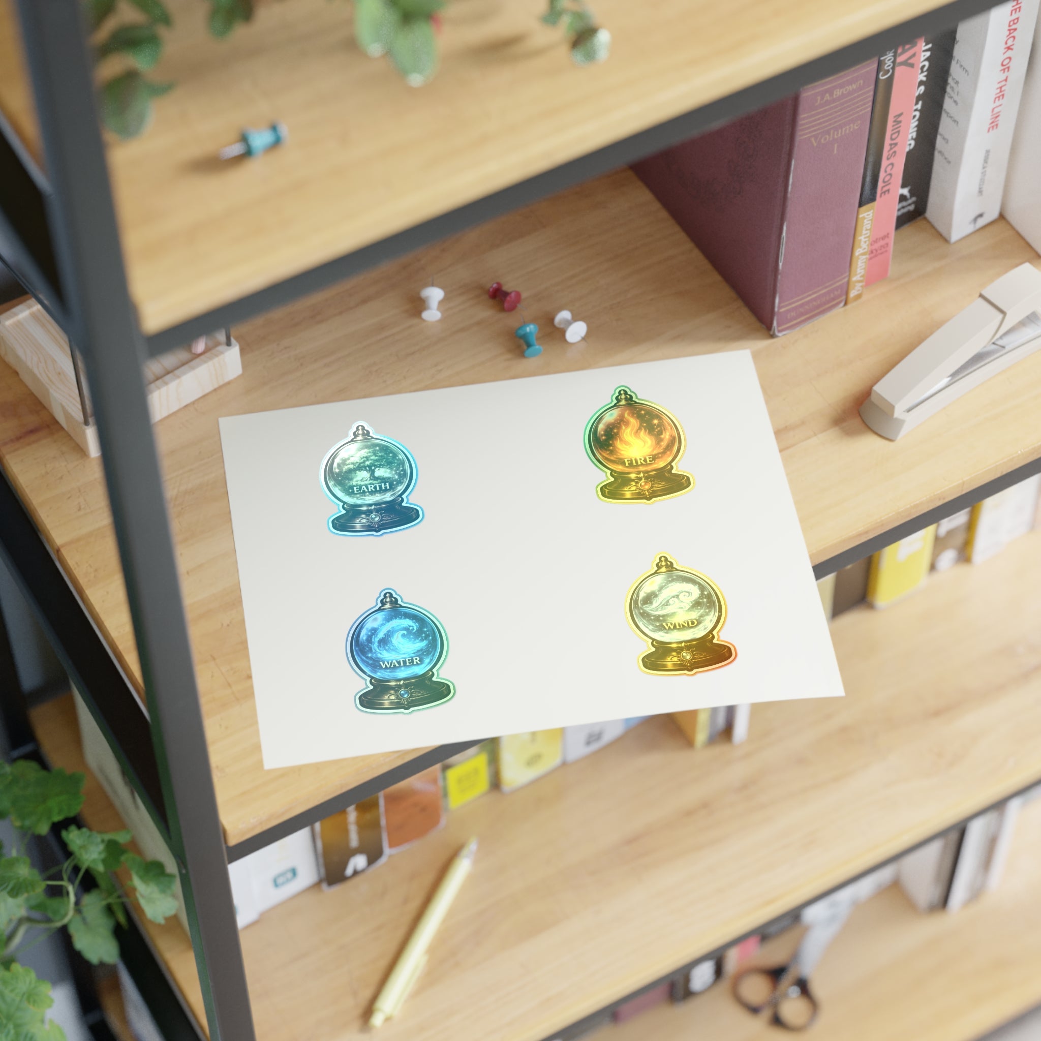 Elemental Globe Sticker Sheet — Earth, Fire, Water, Wind Magic Stickers