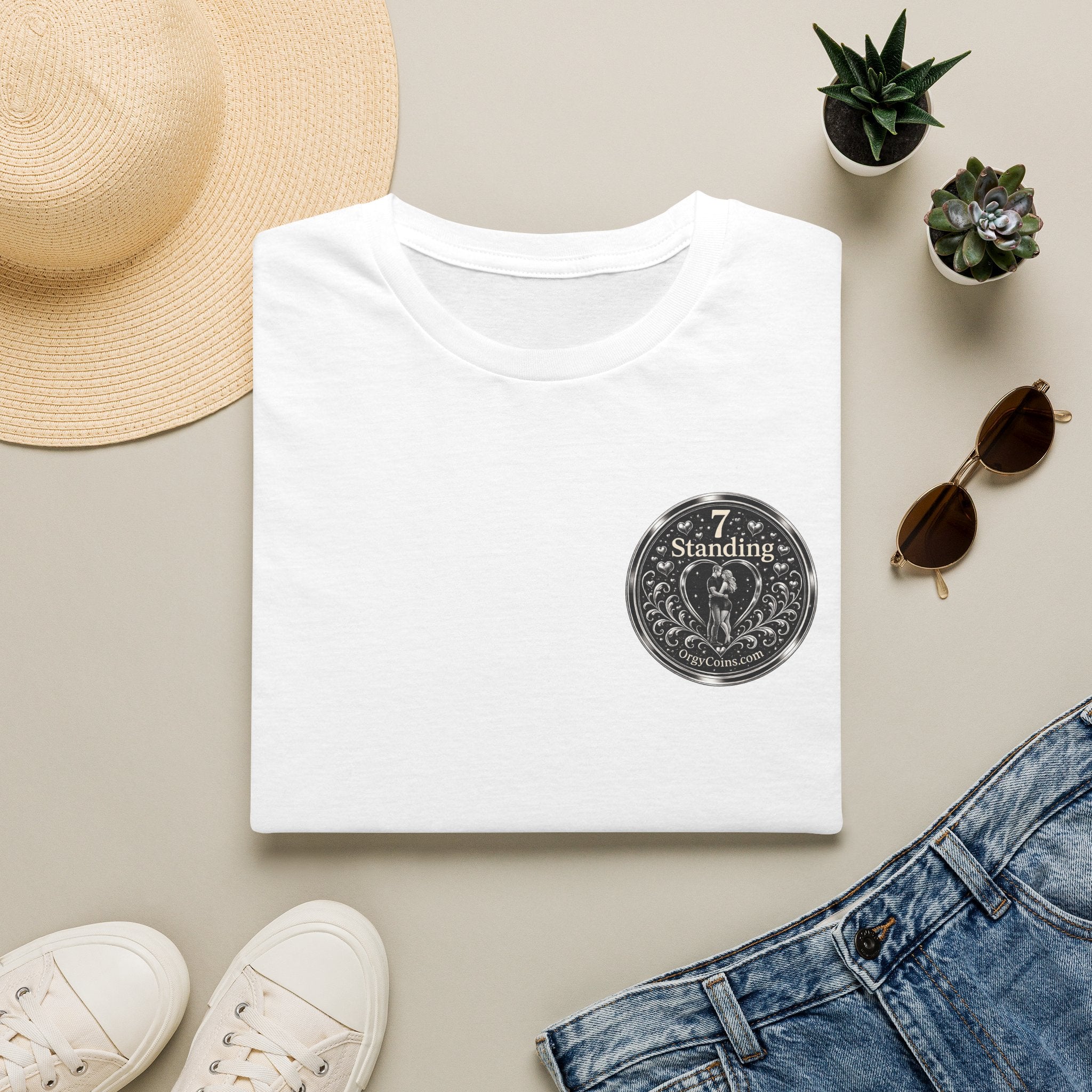 Standing Seven Orgy Coin Graphic T-Shirt