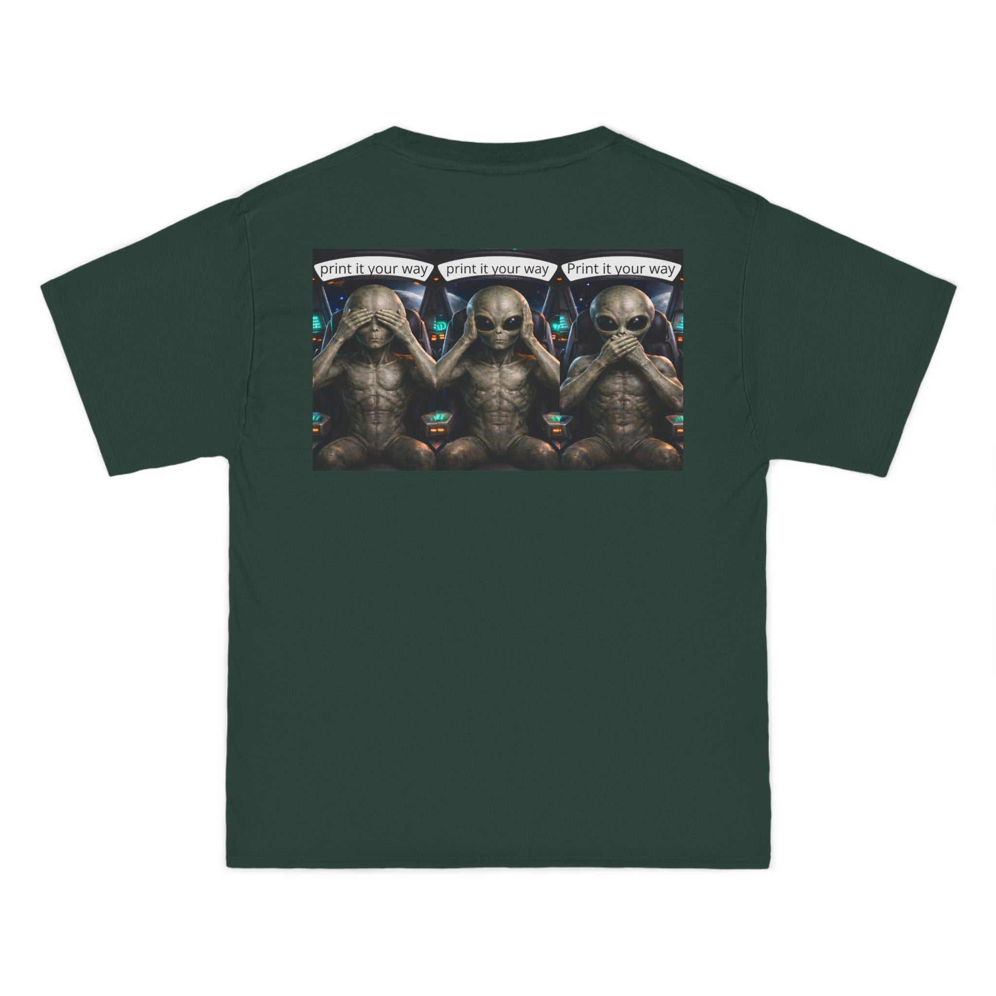 Alien Meditation Graphic T-Shirt — 'See No Evil' Trio Sci‑Fi Tee