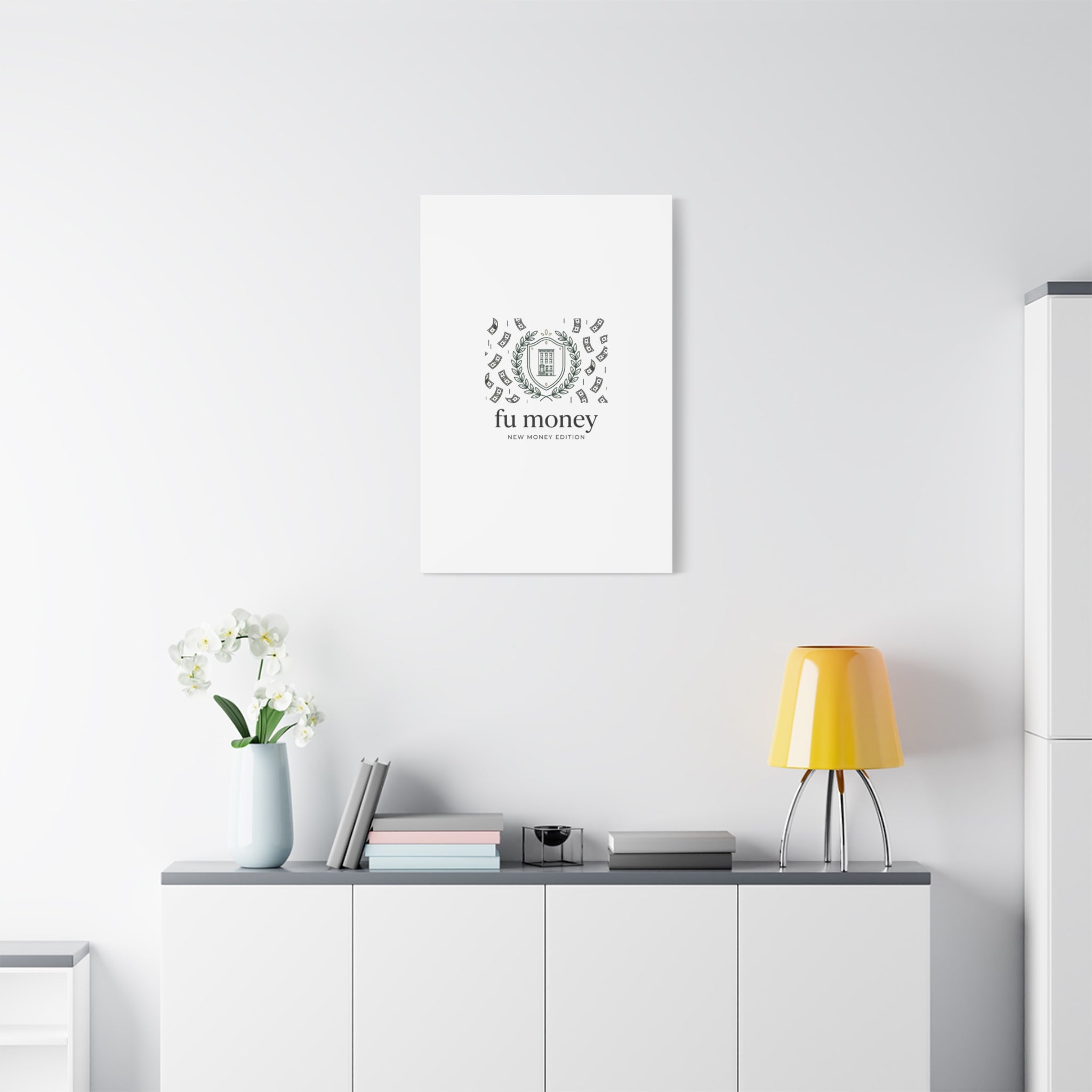fu money Canvas |New Money Minimalist, Quiet Luxury, Serif Monochrome