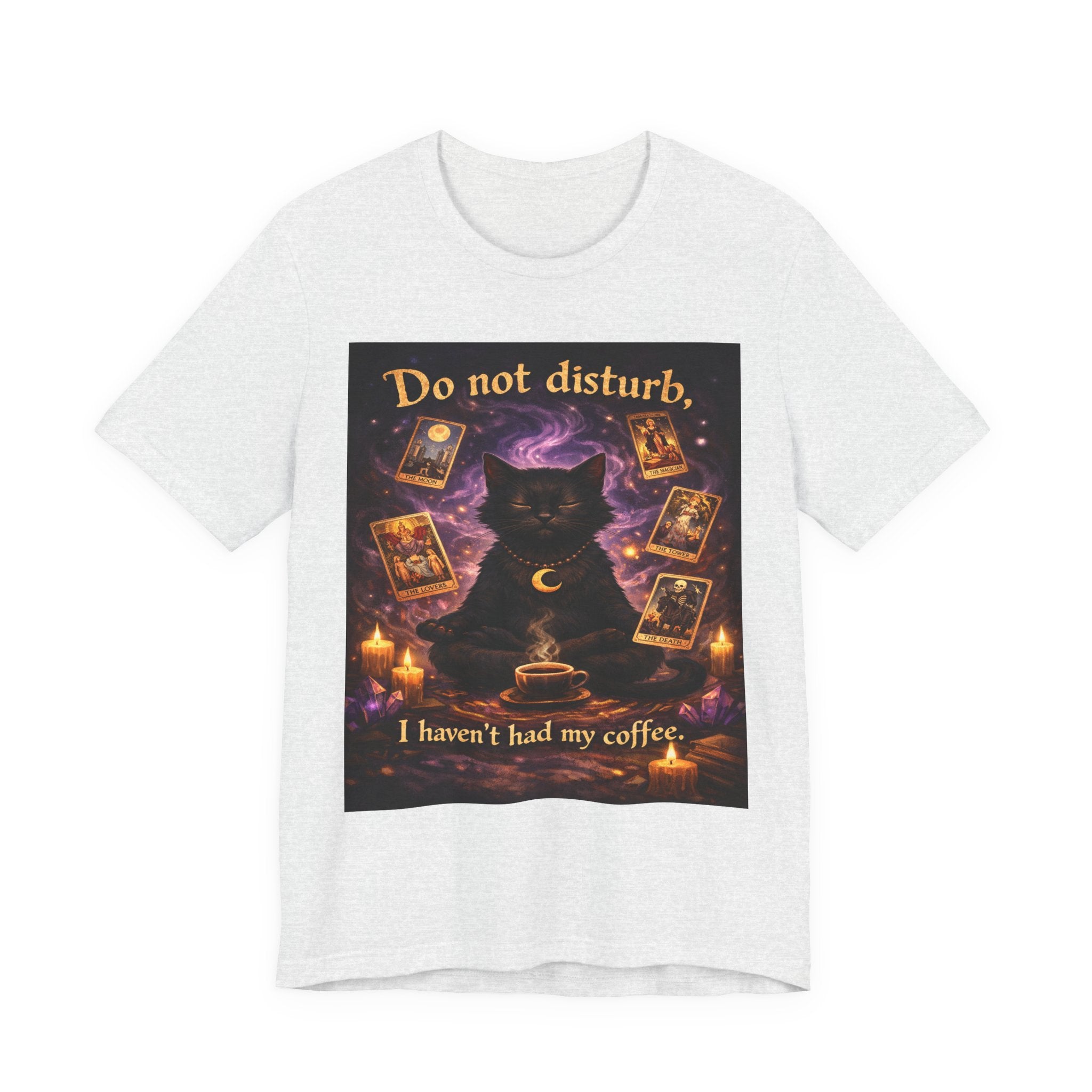 Do Not Disturb Cat Coffee Tee — Mystic Black Cat Tarot T-Shirt