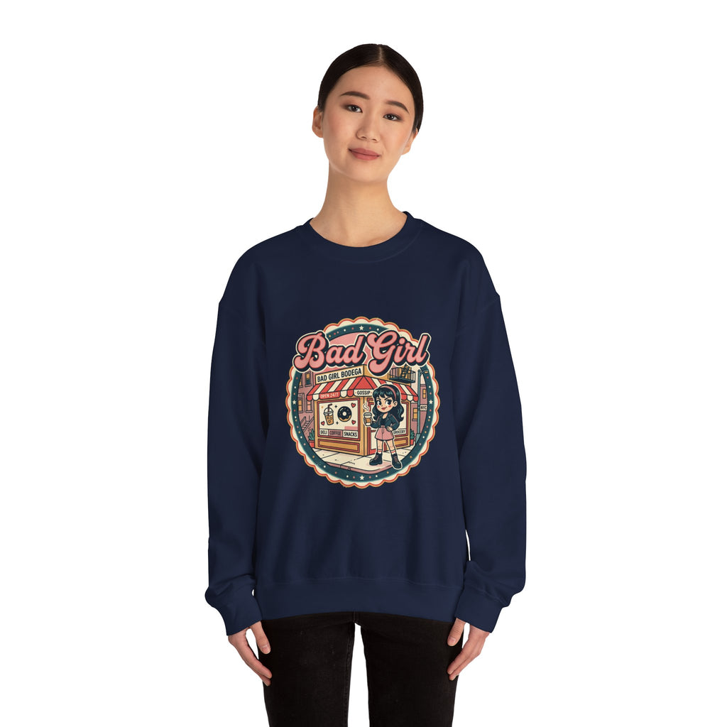 Bodega Bad Girl Crewneck Sweatshirt | NYC, Y2K Spanglish Deli Vibe