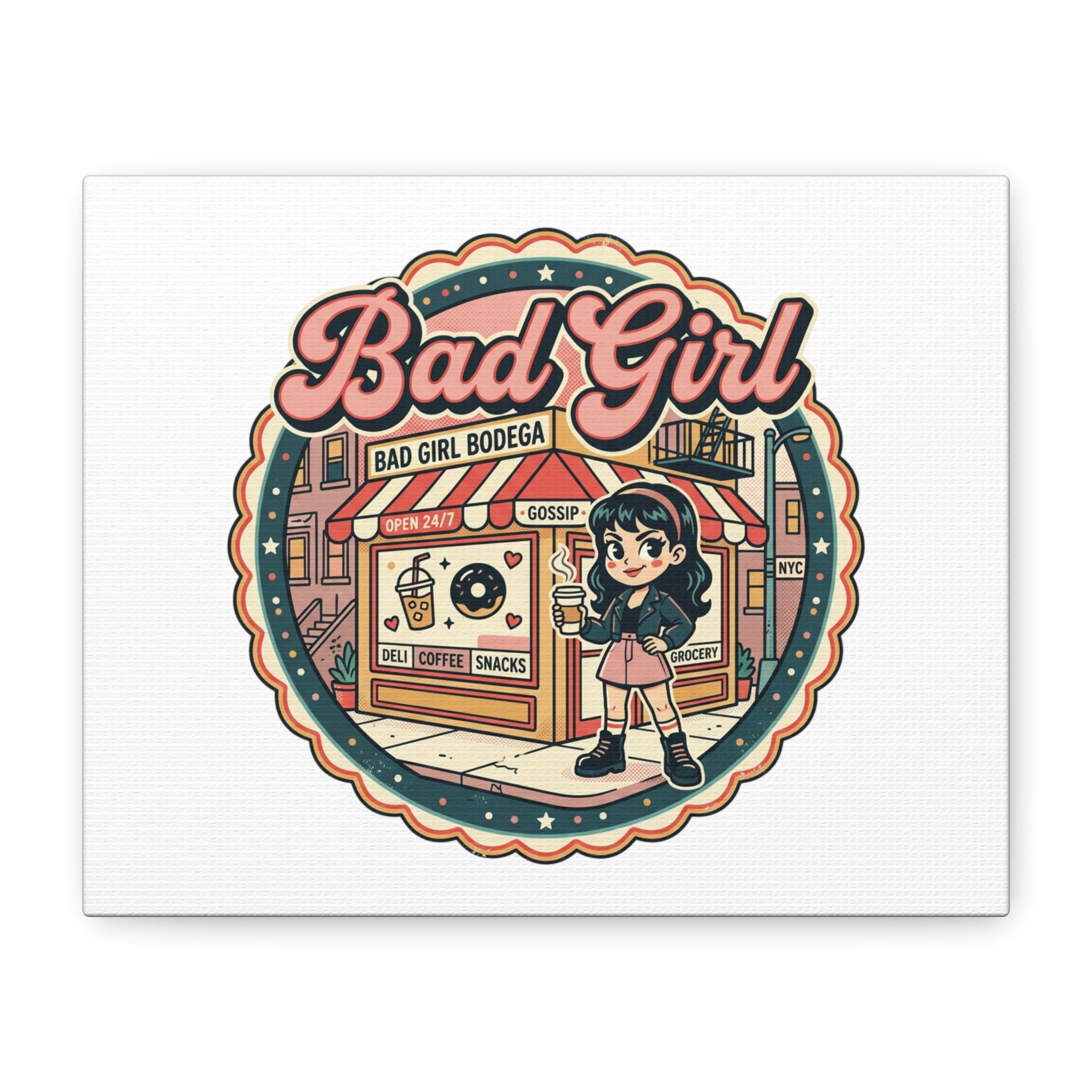 Bad Girl Bodega Canvas Print | Bodega, NYC, Y2K Corner Store Art