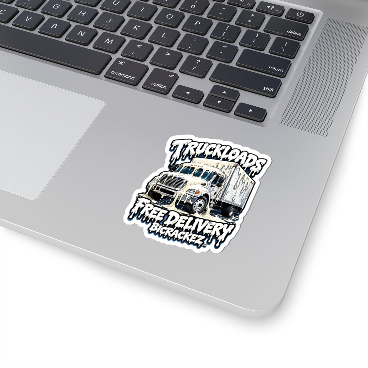 Truckloads Free Delivery Kiss-Cut Sticker — Dripping Truck Design for Laptop, Bumper, Gear