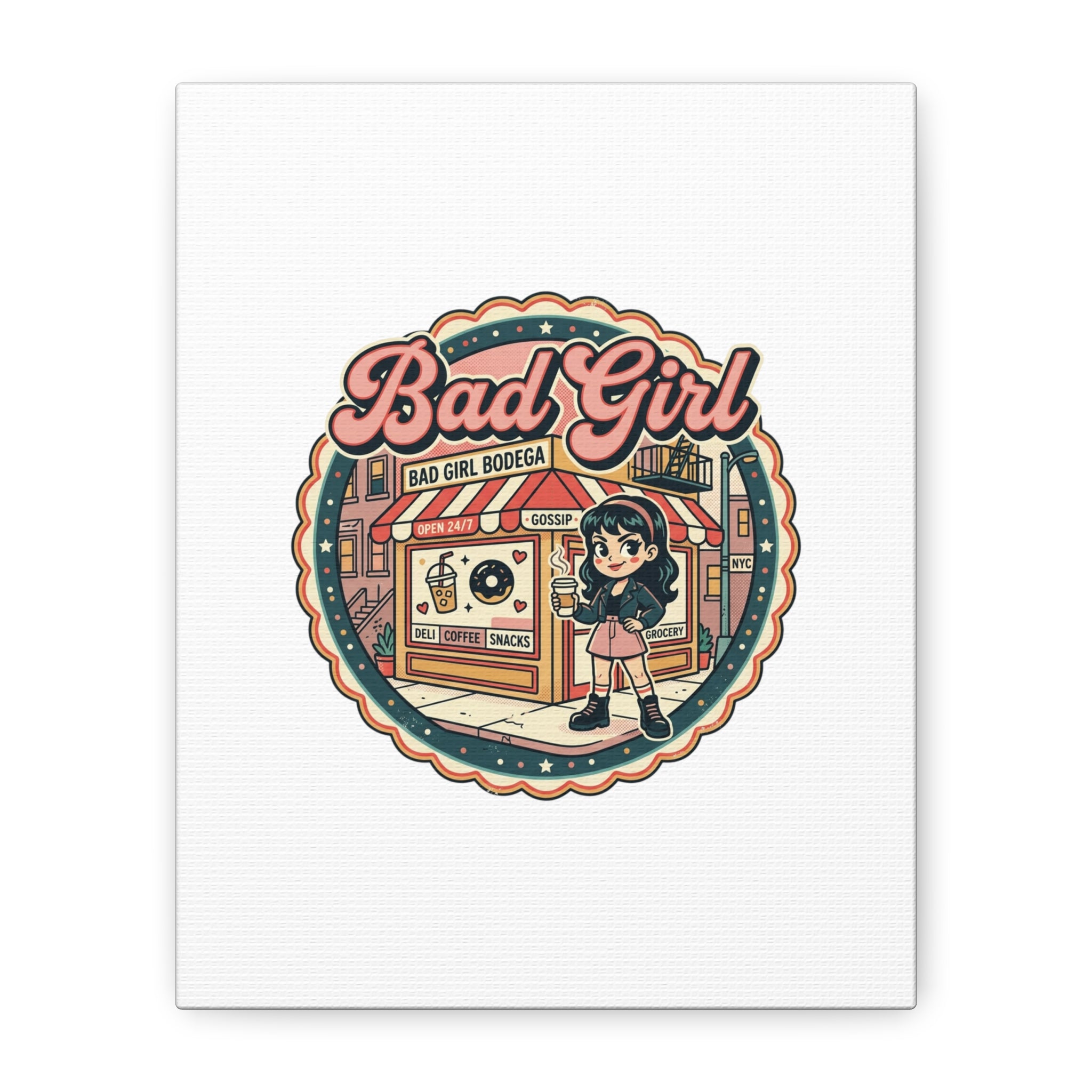 Bad Girl Bodega Canvas Print | Bodega, NYC, Y2K Corner Store Art