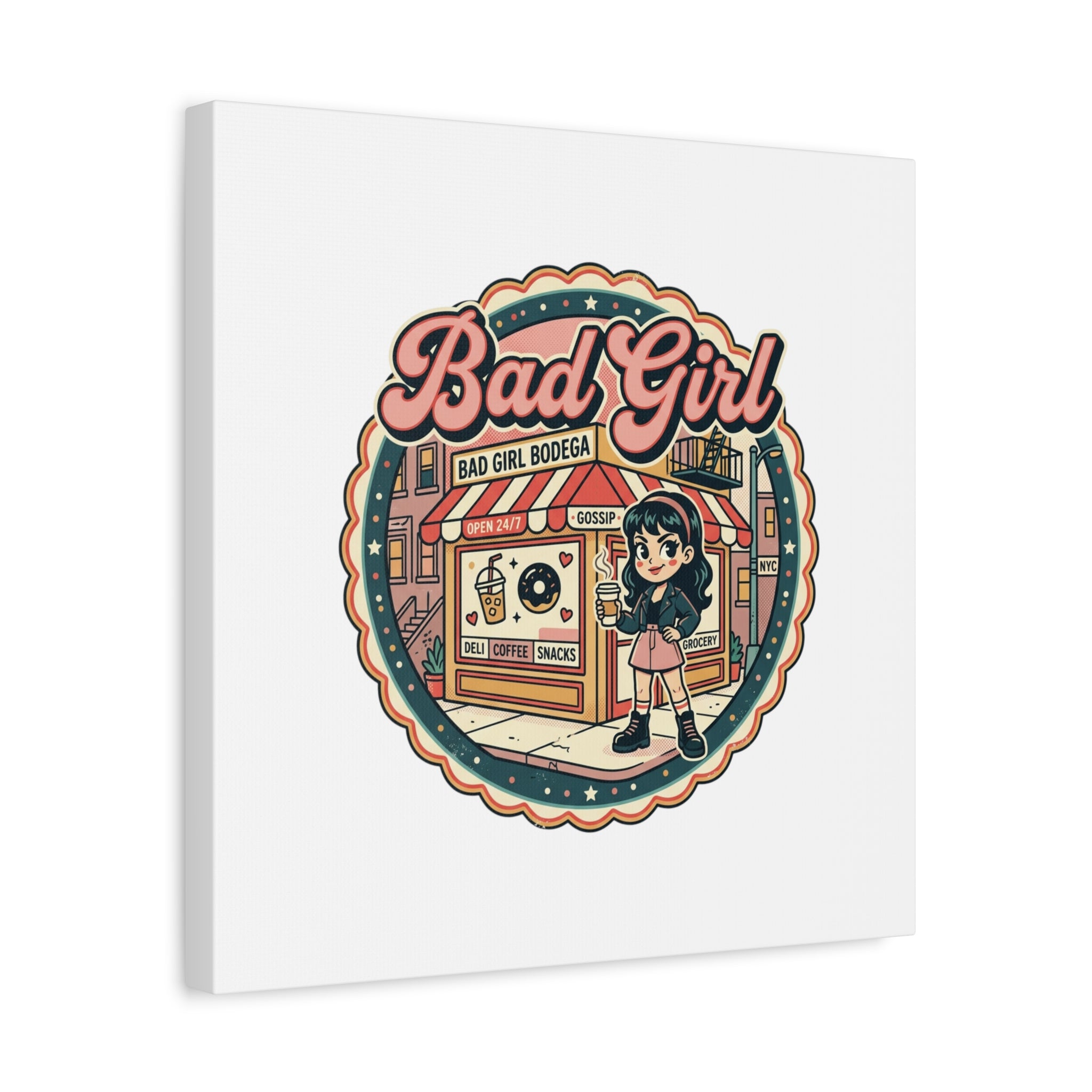 Bad Girl Bodega Canvas Print | Bodega, NYC, Y2K Corner Store Art