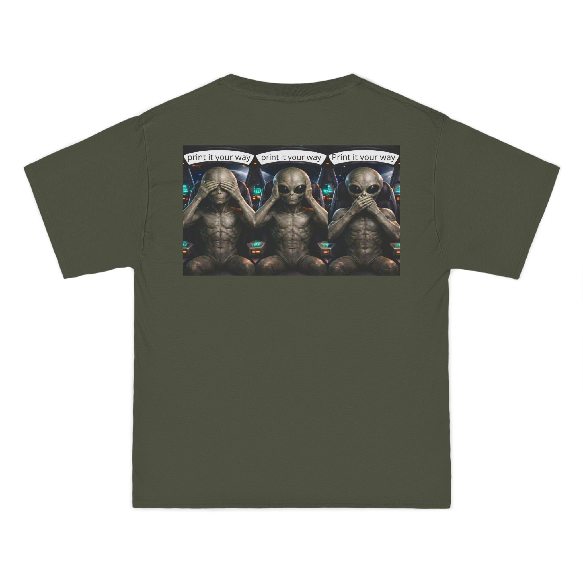 Alien Meditation Graphic T-Shirt — 'See No Evil' Trio Sci‑Fi Tee