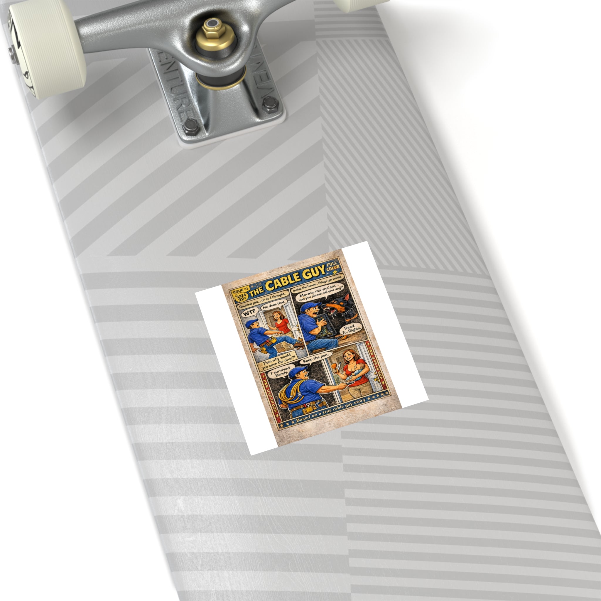 The Cable Guy Comic Square Sticker — Vintage Retro Humor Design (Indoor/Outdoor)