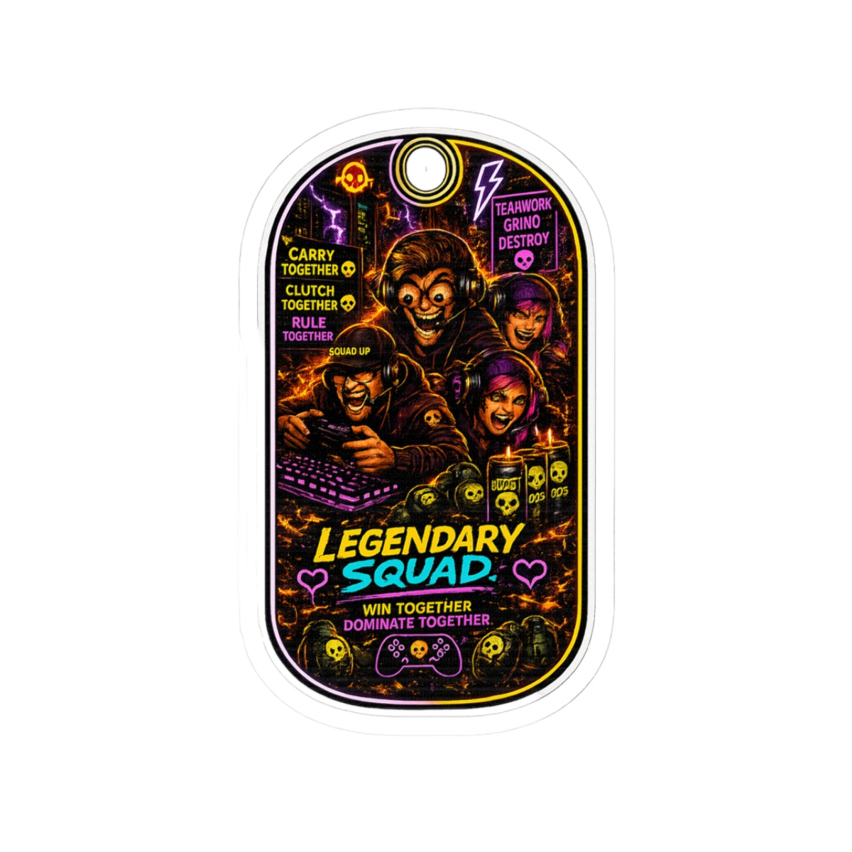 Legendary Squad Gamer Sticker — 'Win Together Dominate Together' Kiss-Cut Sticker