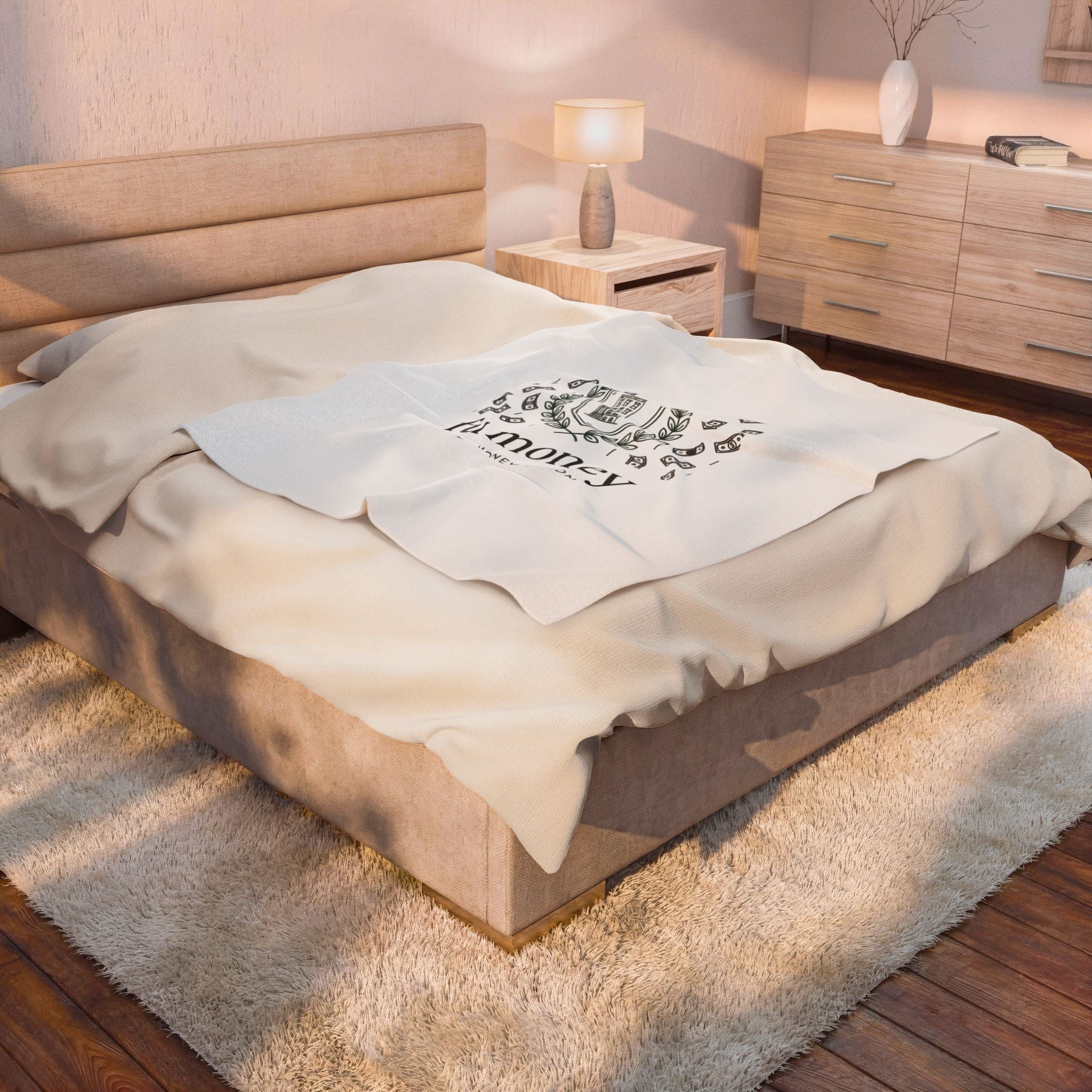 quiet luxury crest Velveteen Plush Blanket | old money minimalist, monochrome