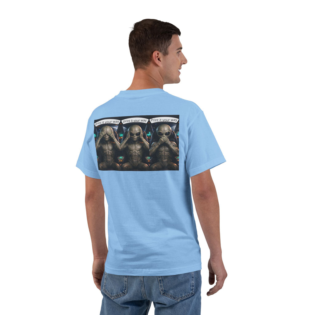 Alien Meditation Graphic T-Shirt — 'See No Evil' Trio Sci‑Fi Tee