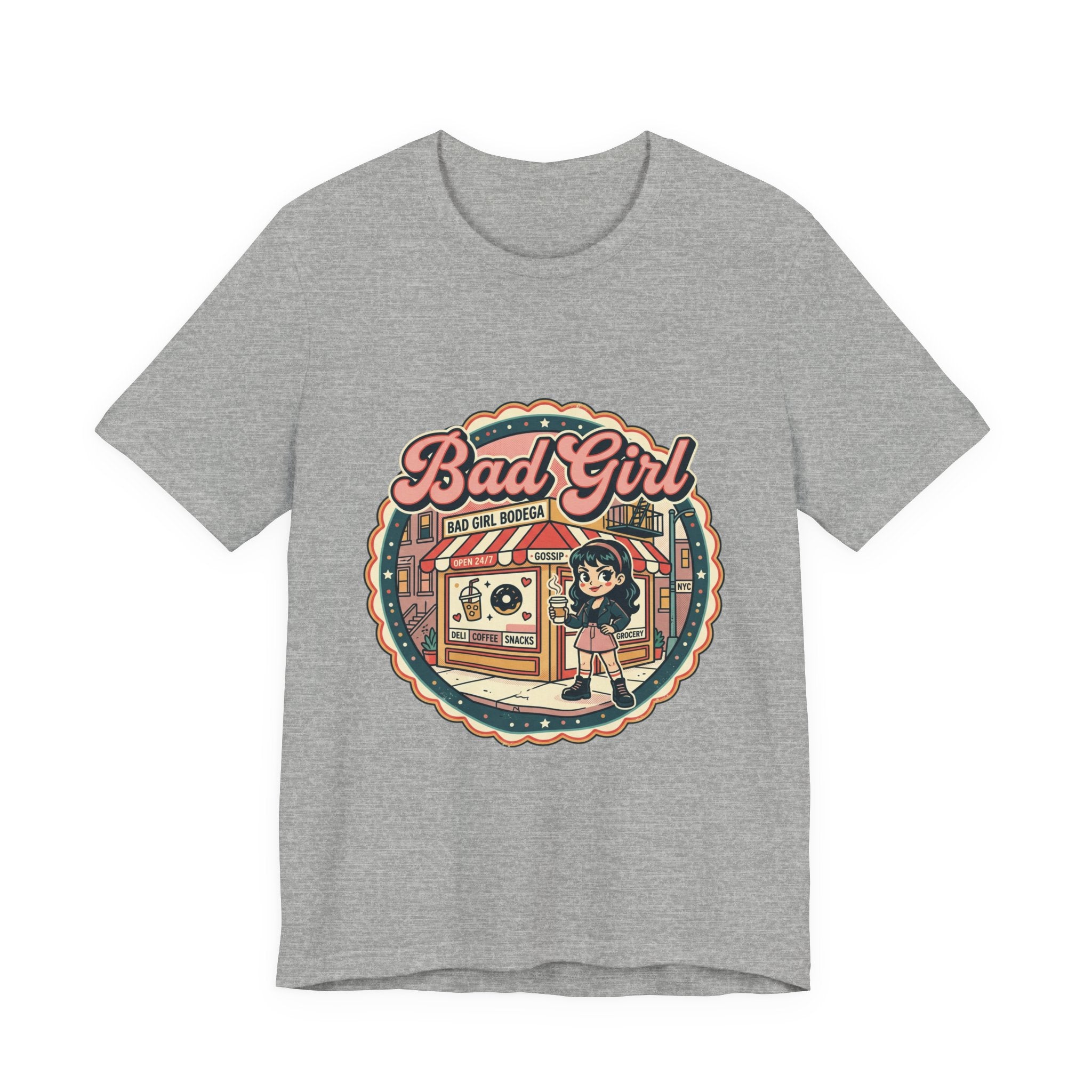 Bad Girl Bodega Tee | NYC bodega, Y2K cherries, Spanglish corner store