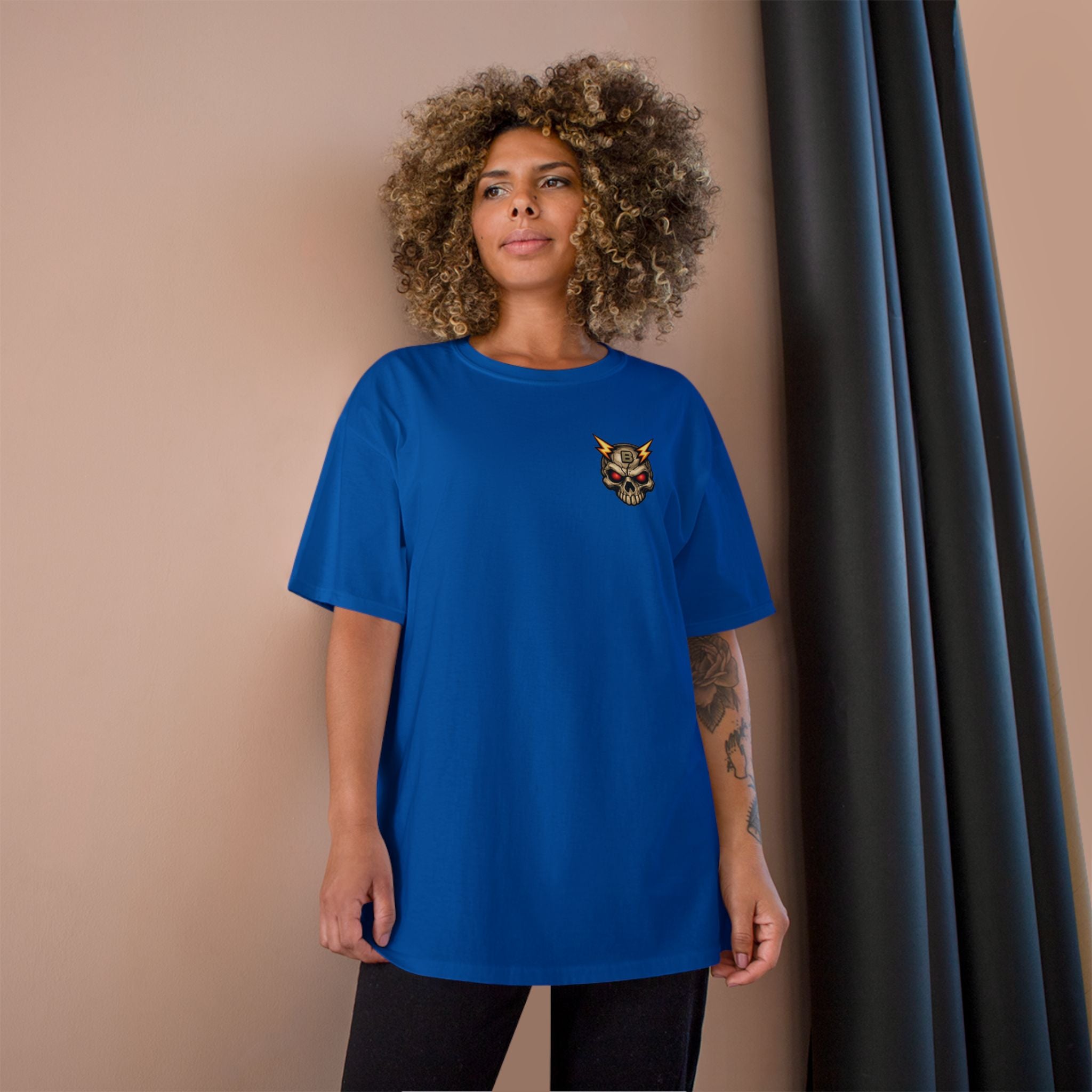 Champion T-Shirt — "I’ll Let You Know When It’s Clear" Gamer Skull Back Print