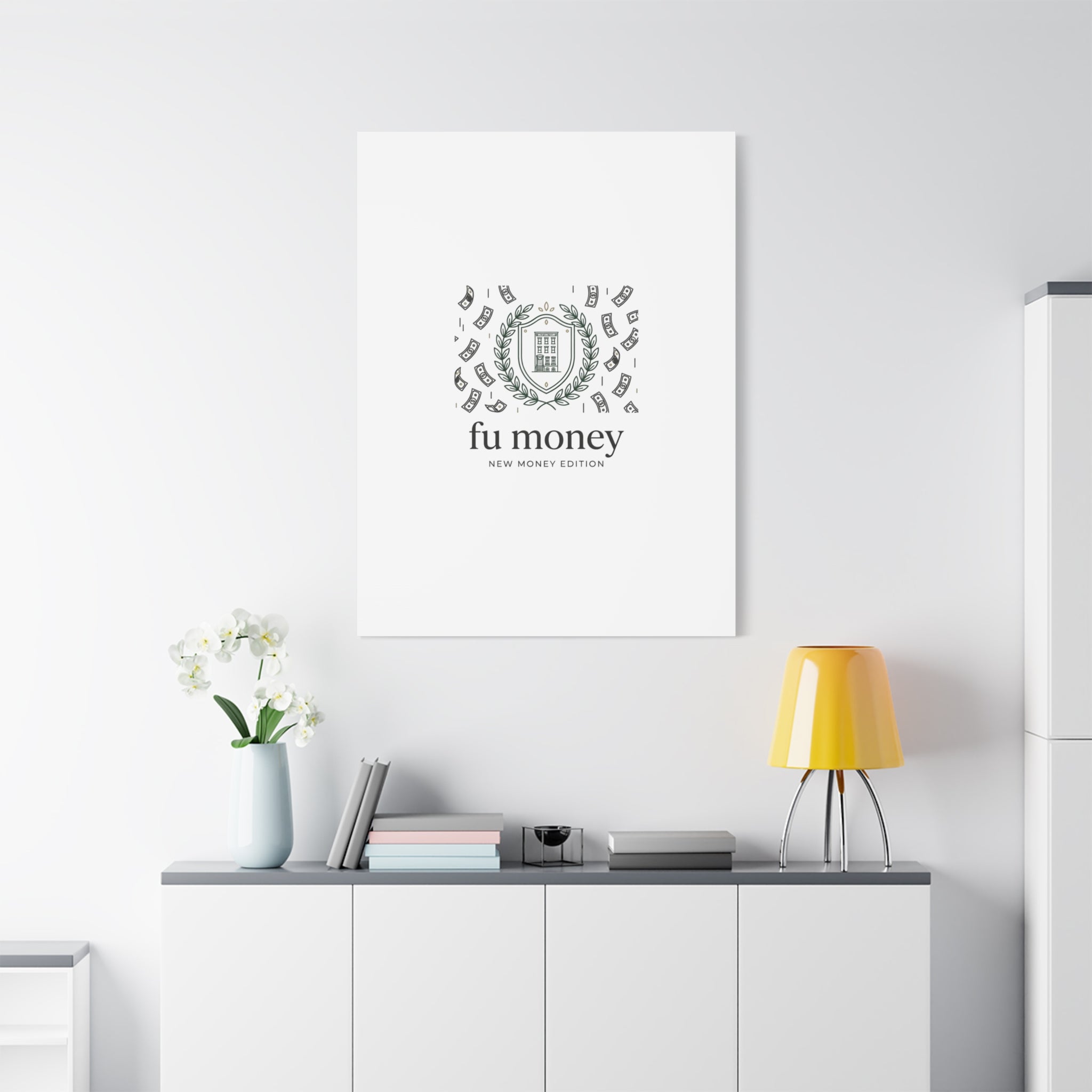 fu money Canvas |New Money Minimalist, Quiet Luxury, Serif Monochrome