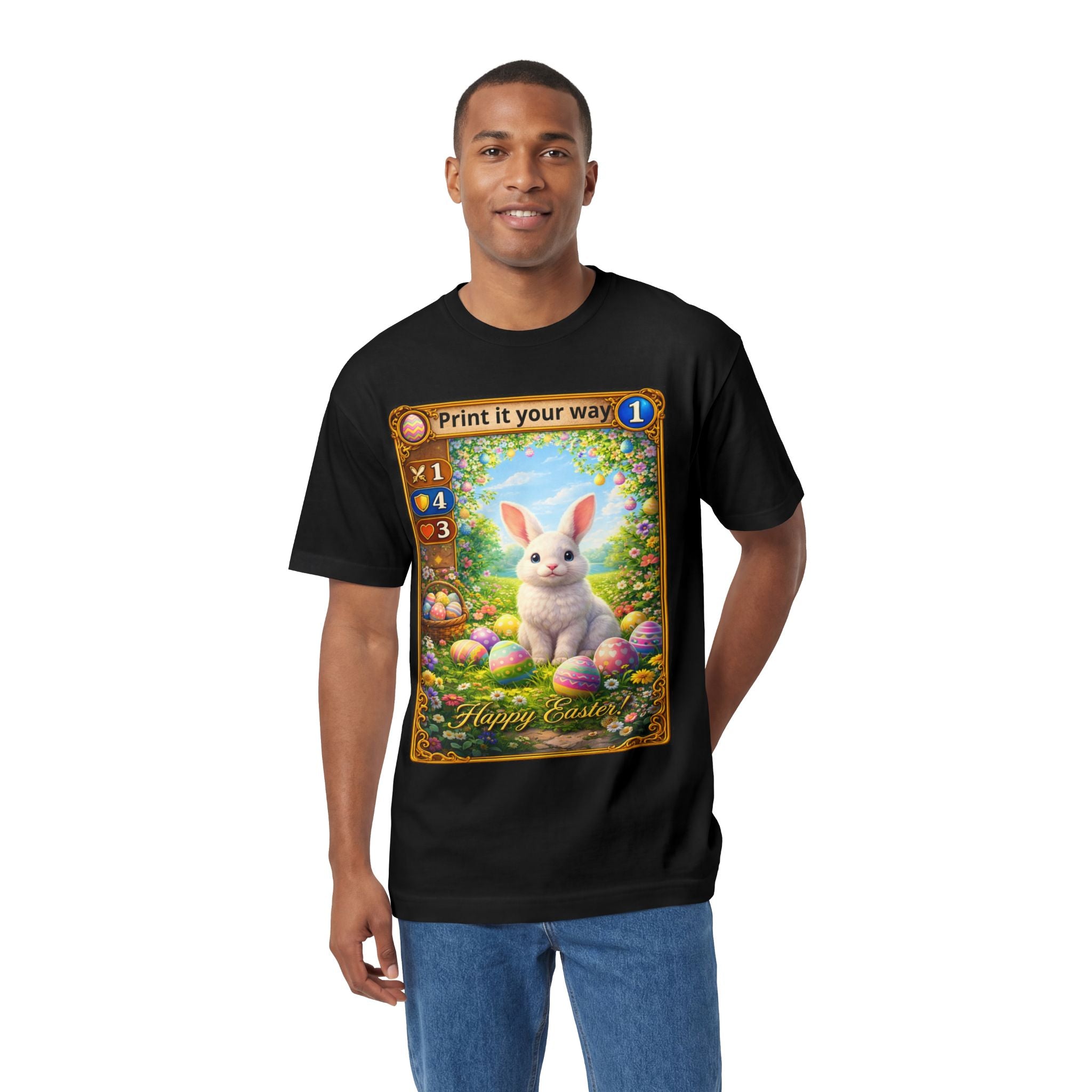 Easter Bunny Card Tee — "Happy Easter" Graphic T-Shirt