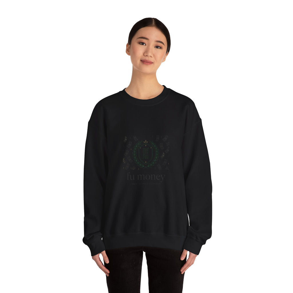 fu money crewneck sweatshirt | old money minimalist, serif monochrome