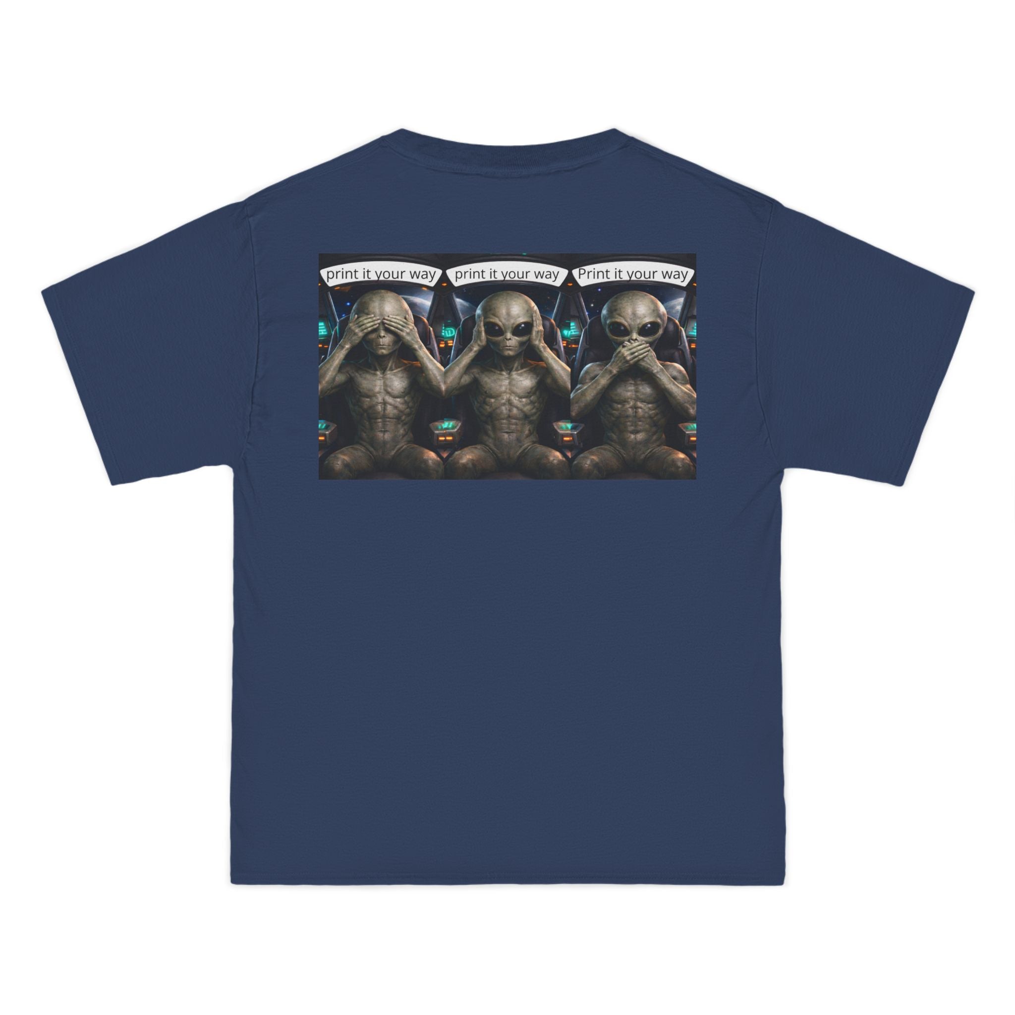 Alien Meditation Graphic T-Shirt — 'See No Evil' Trio Sci‑Fi Tee