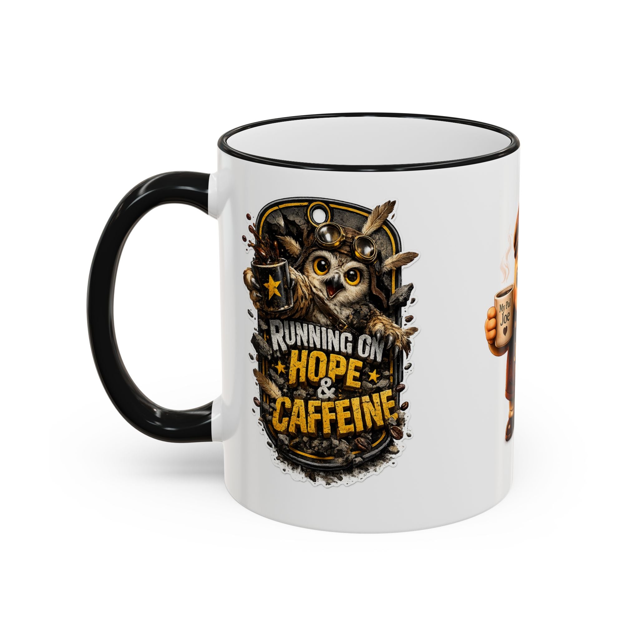 Running on Hope and Caffeine — 'My First Cup of Joe' Vintage Coffee Character (11oz/15oz)