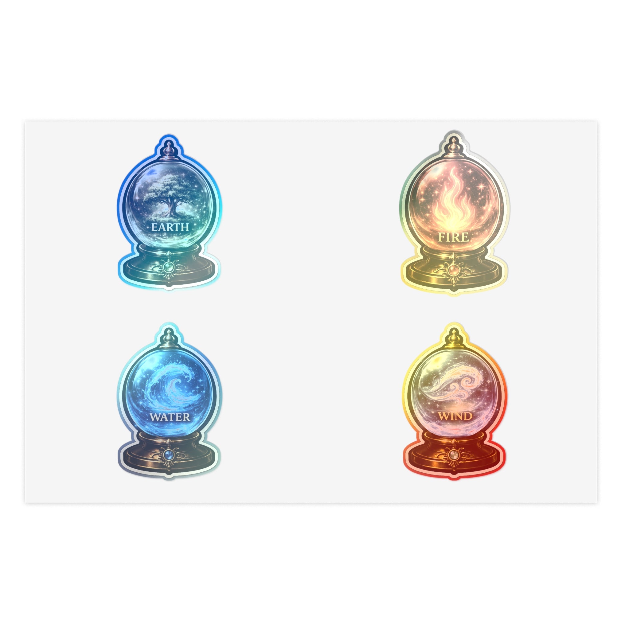 Elemental Globe Sticker Sheet — Earth, Fire, Water, Wind Magic Stickers