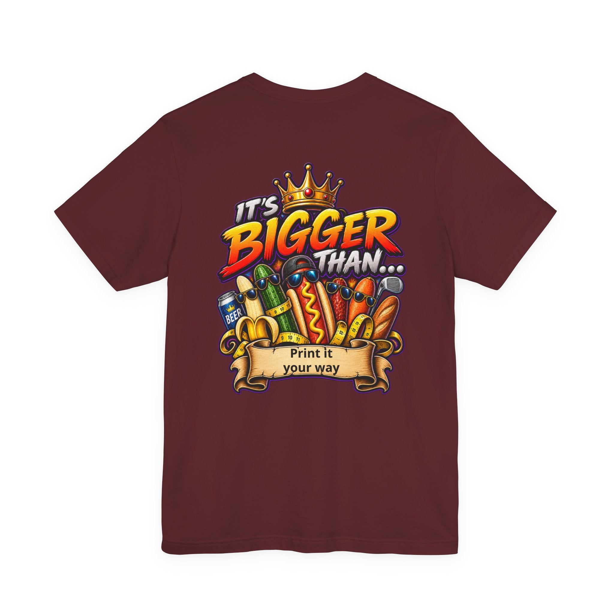 T-Shirt — "It's Bigger Than..." Retro Hot Dog & Snacks Graphic Tee