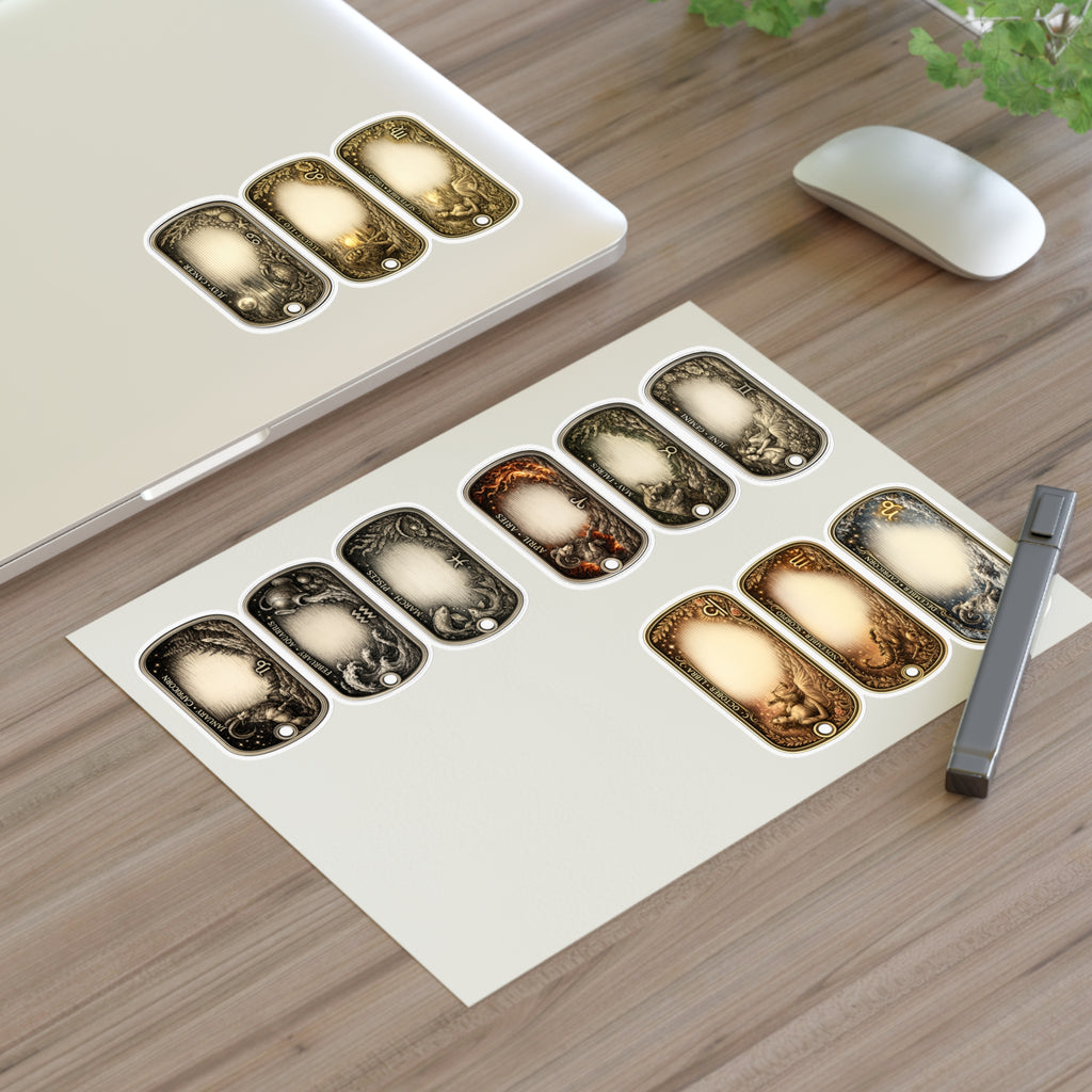 Vintage Nameplate Sticker Sheet — Retro Label Planner Stickers (12-Pack)