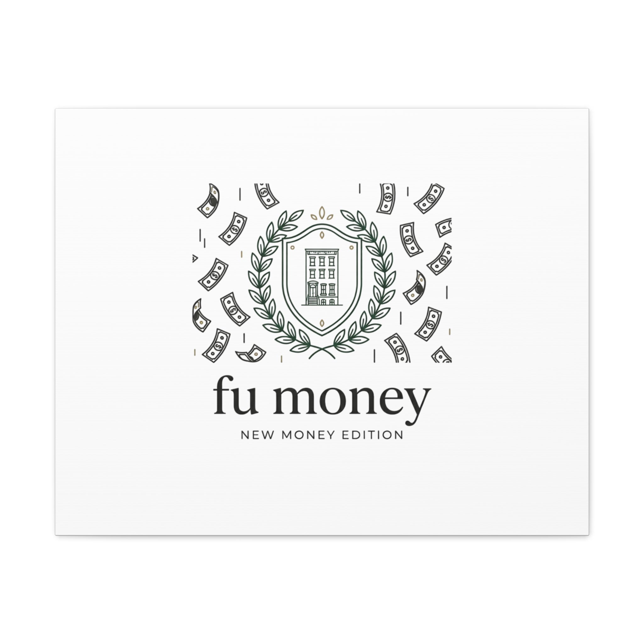 fu money Canvas |New Money Minimalist, Quiet Luxury, Serif Monochrome