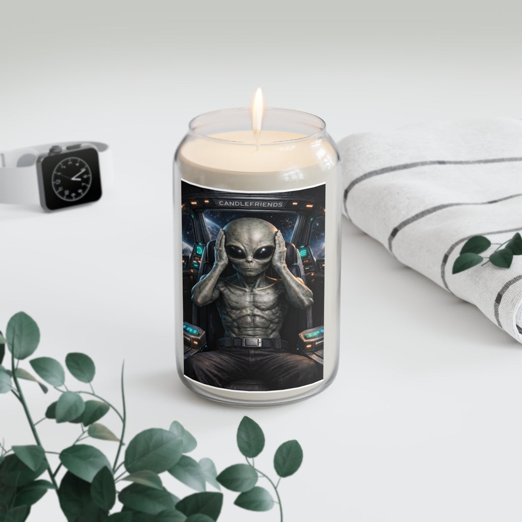 Hear no Evil Alien Pilot Scented Soy Candle — 13.75 oz (Space Cockpit Artwork)