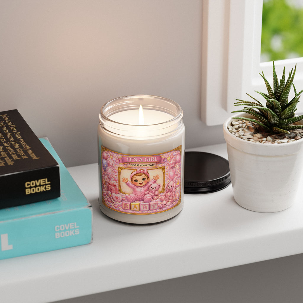 It's a Girl Baby Shower Scented Soy Candle – 9oz Pink Nursery Gift