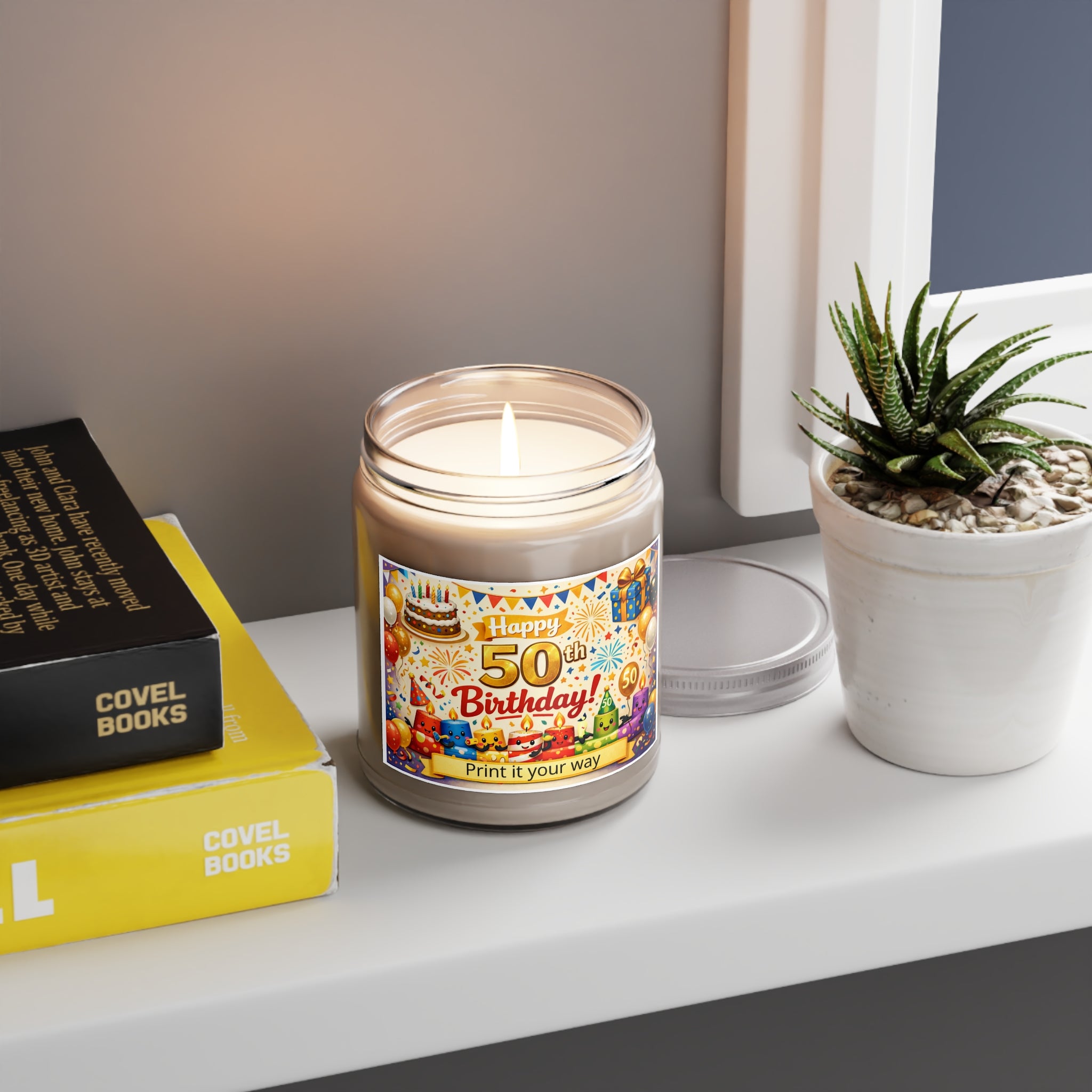 Happy 50th Birthday Soy Candle – Scented 9oz Jar with White Lid