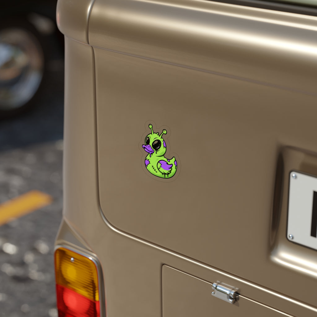 Alien Duck Die-Cut Sticker — Green & Purple Outdoor Vinyl