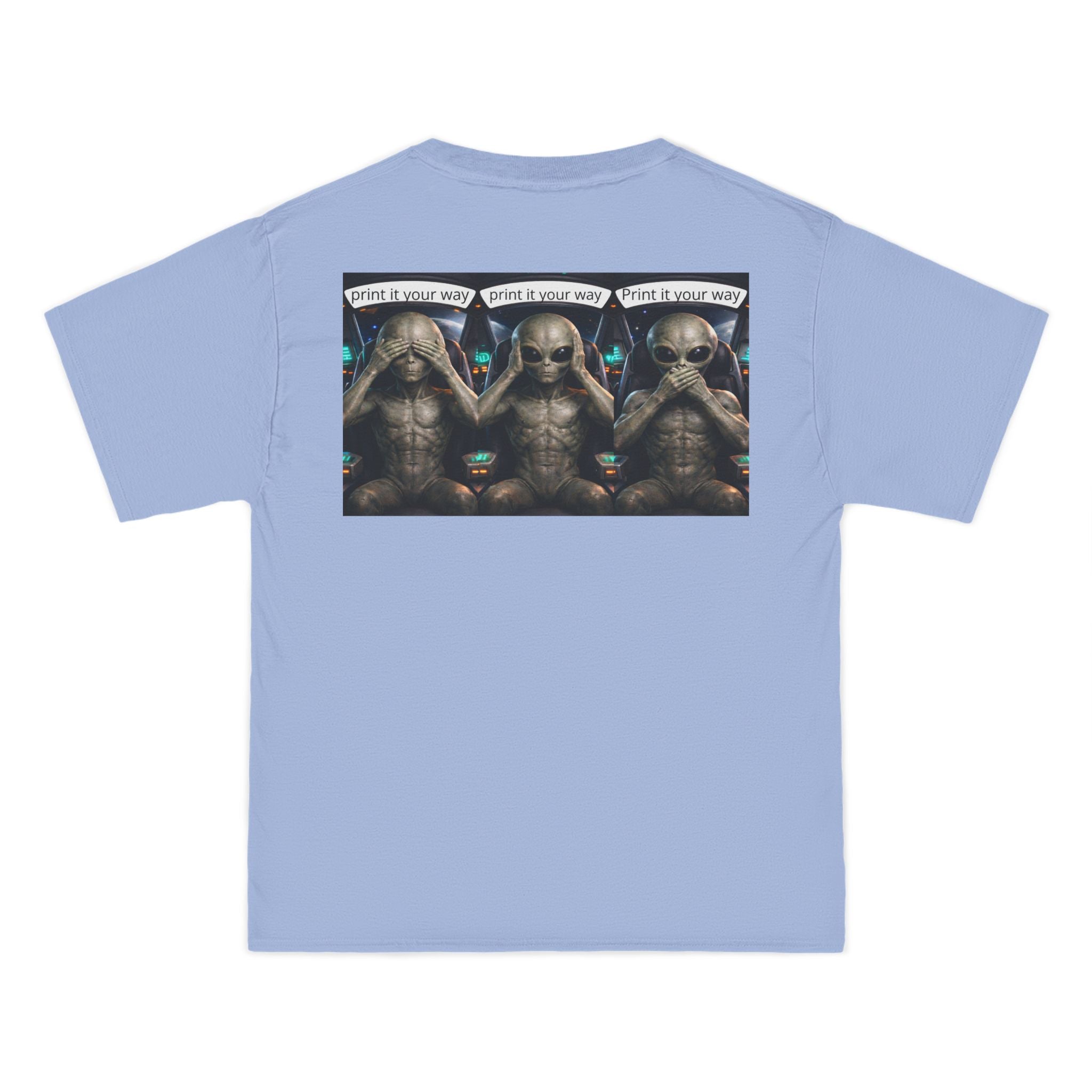Alien Meditation Graphic T-Shirt — 'See No Evil' Trio Sci‑Fi Tee