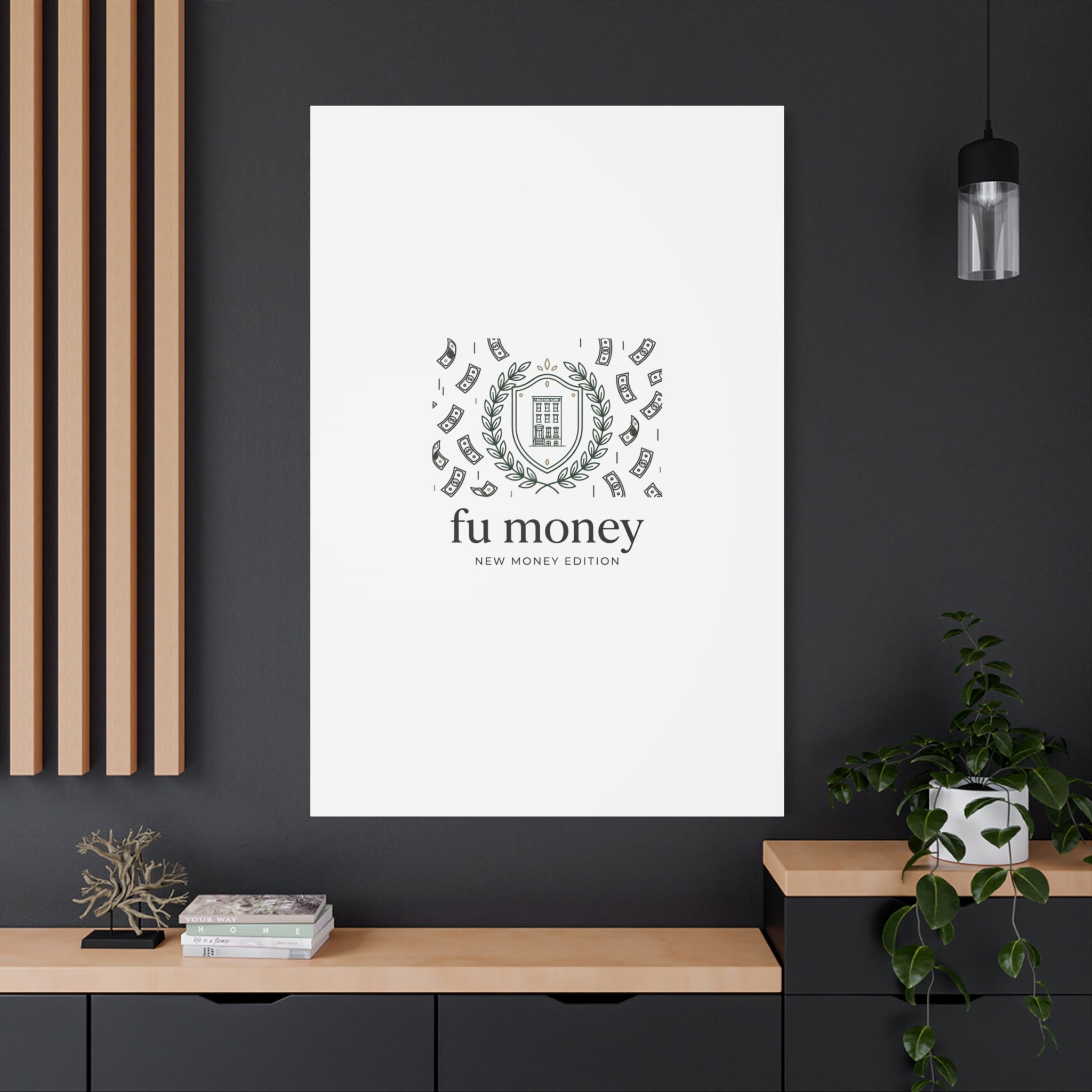 fu money Canvas |New Money Minimalist, Quiet Luxury, Serif Monochrome