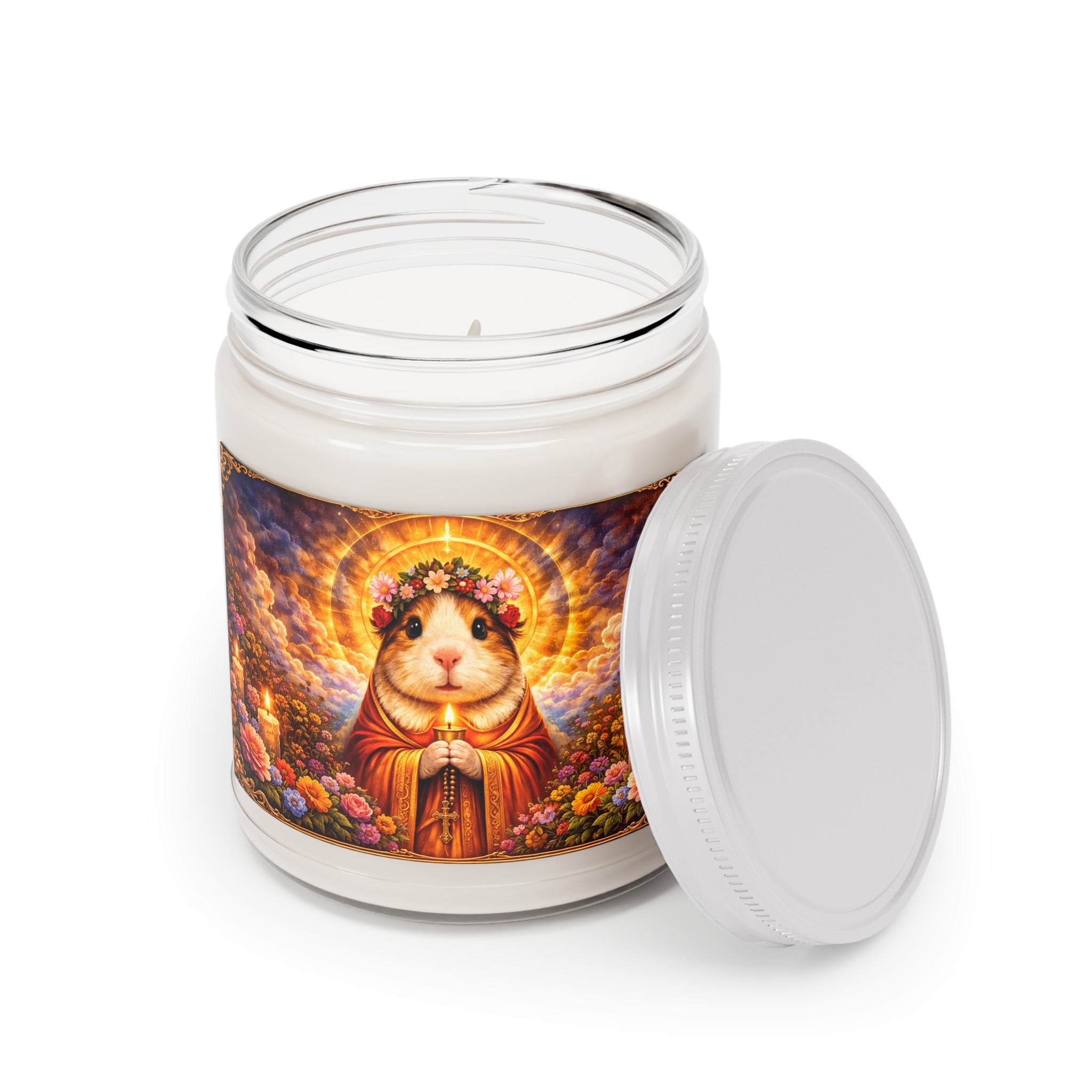 Guinea Pig Saint Soy Candle — Floral Halo 9oz Scented Jar