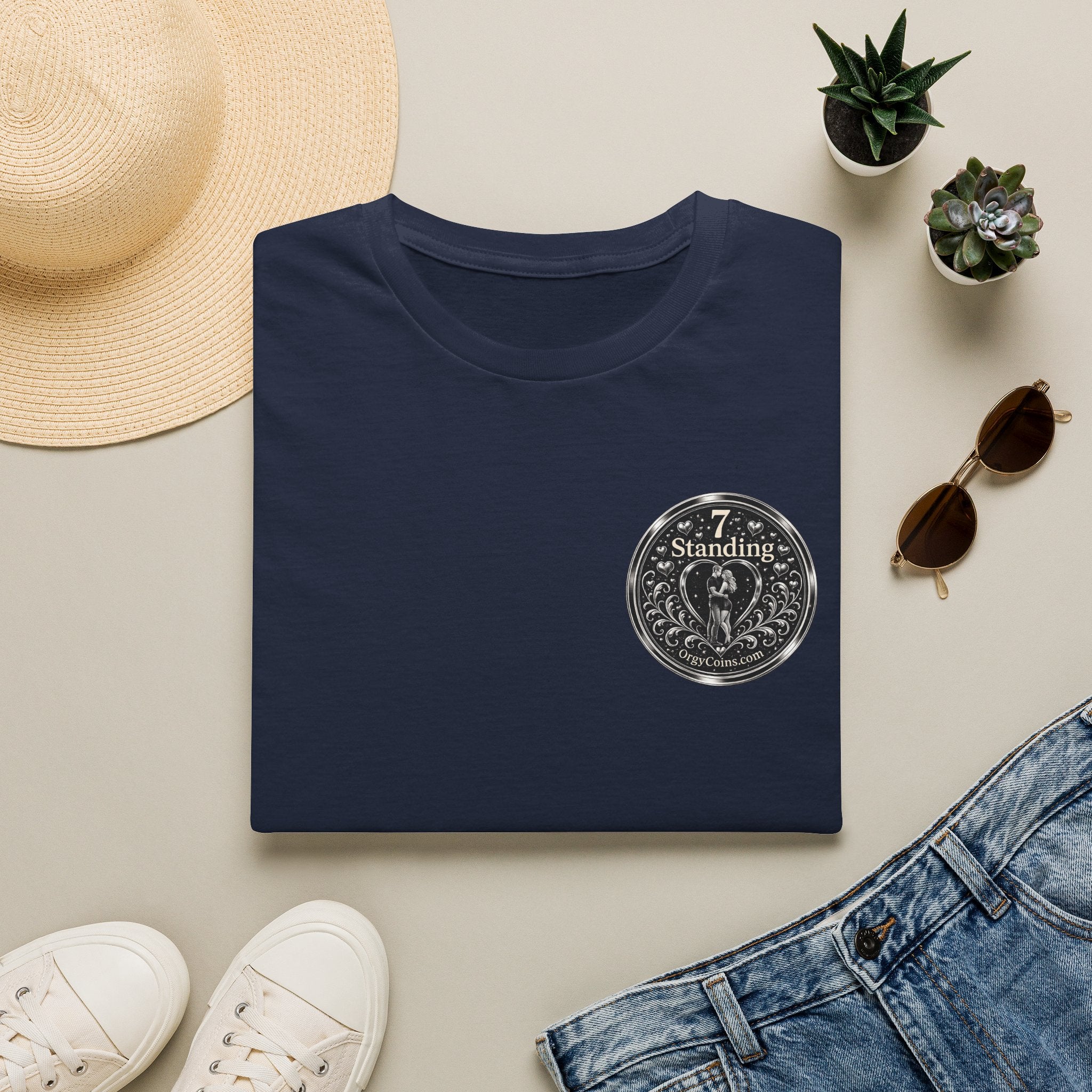 Standing Seven Orgy Coin Graphic T-Shirt