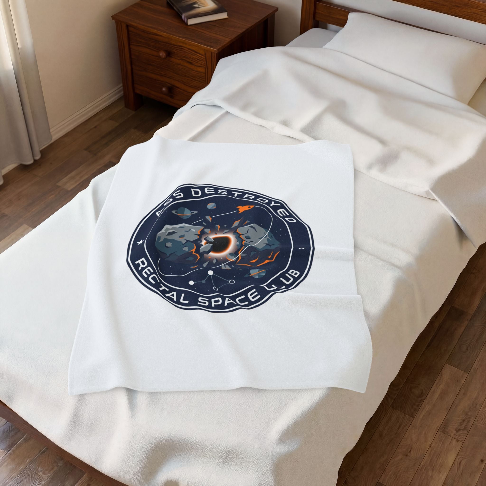 Rectal Space Club Mission Patch Blanket | space, astronaut, mission patch