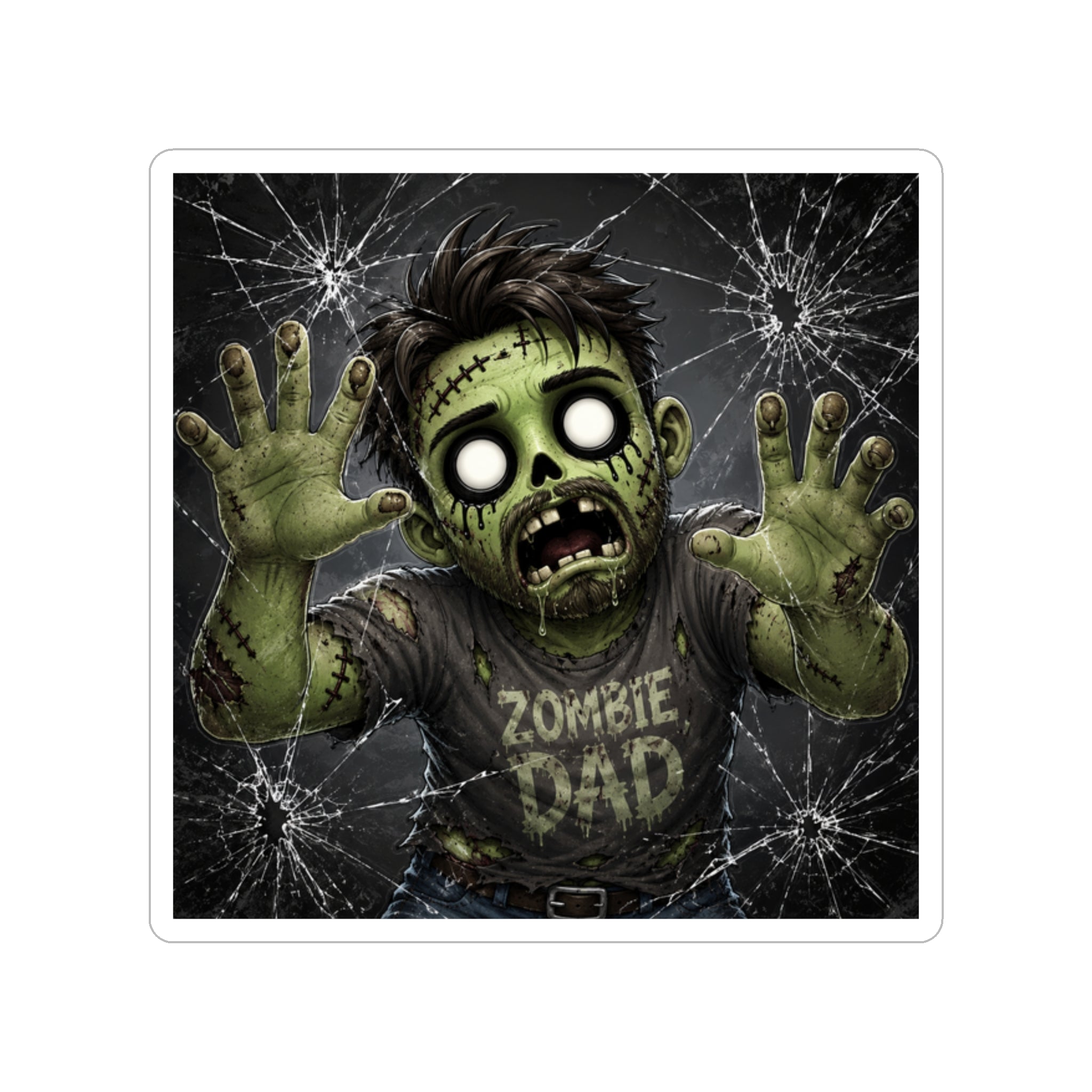 Zombie Dad Car Trap Sticker — Die-Cut Transparent Outdoor Decal