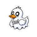 Ghost Duck Outdoor Die-Cut Sticker — "Boo!" Transparent Weatherproof Decal