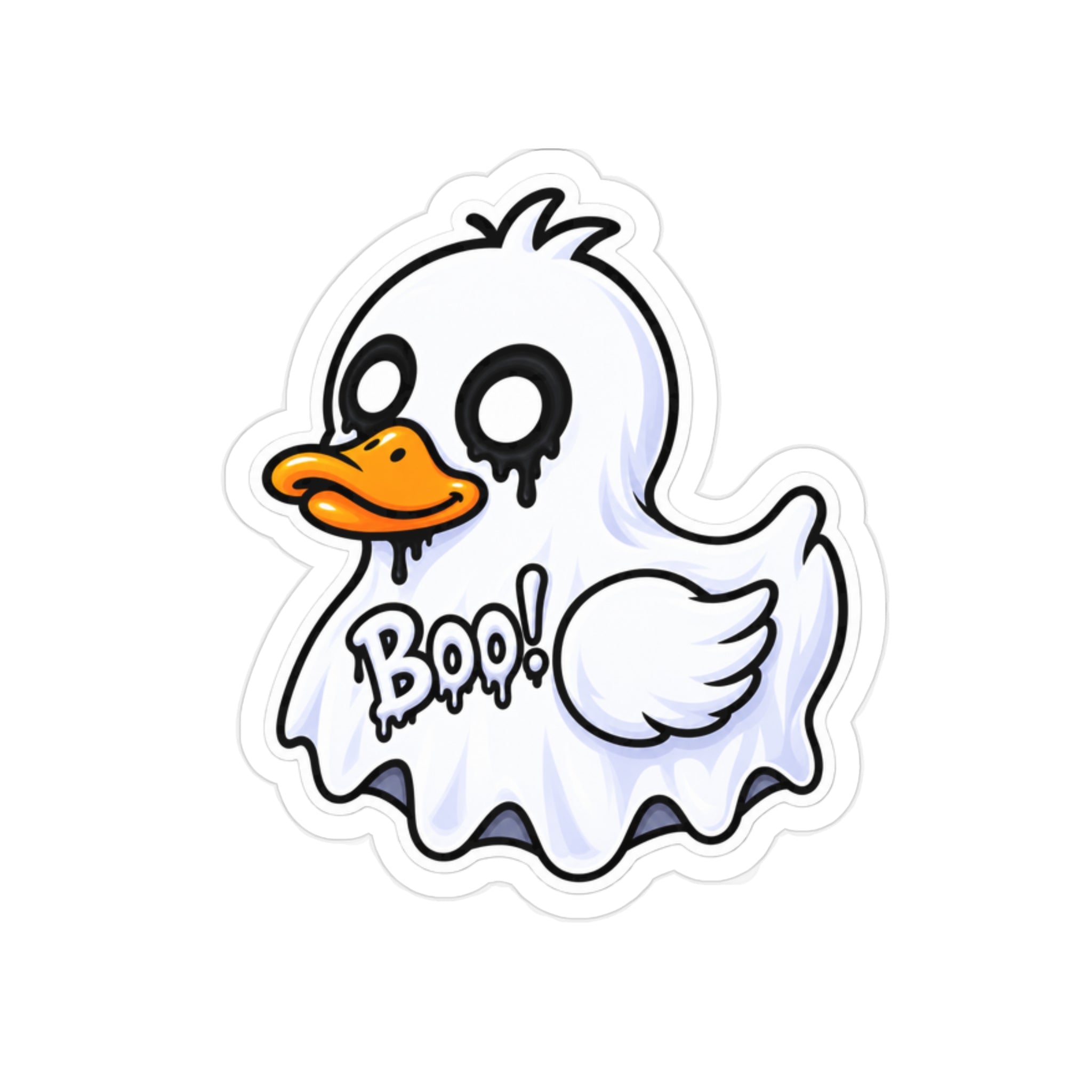 Ghost Duck Outdoor Die-Cut Sticker — "Boo!" Transparent Weatherproof Decal