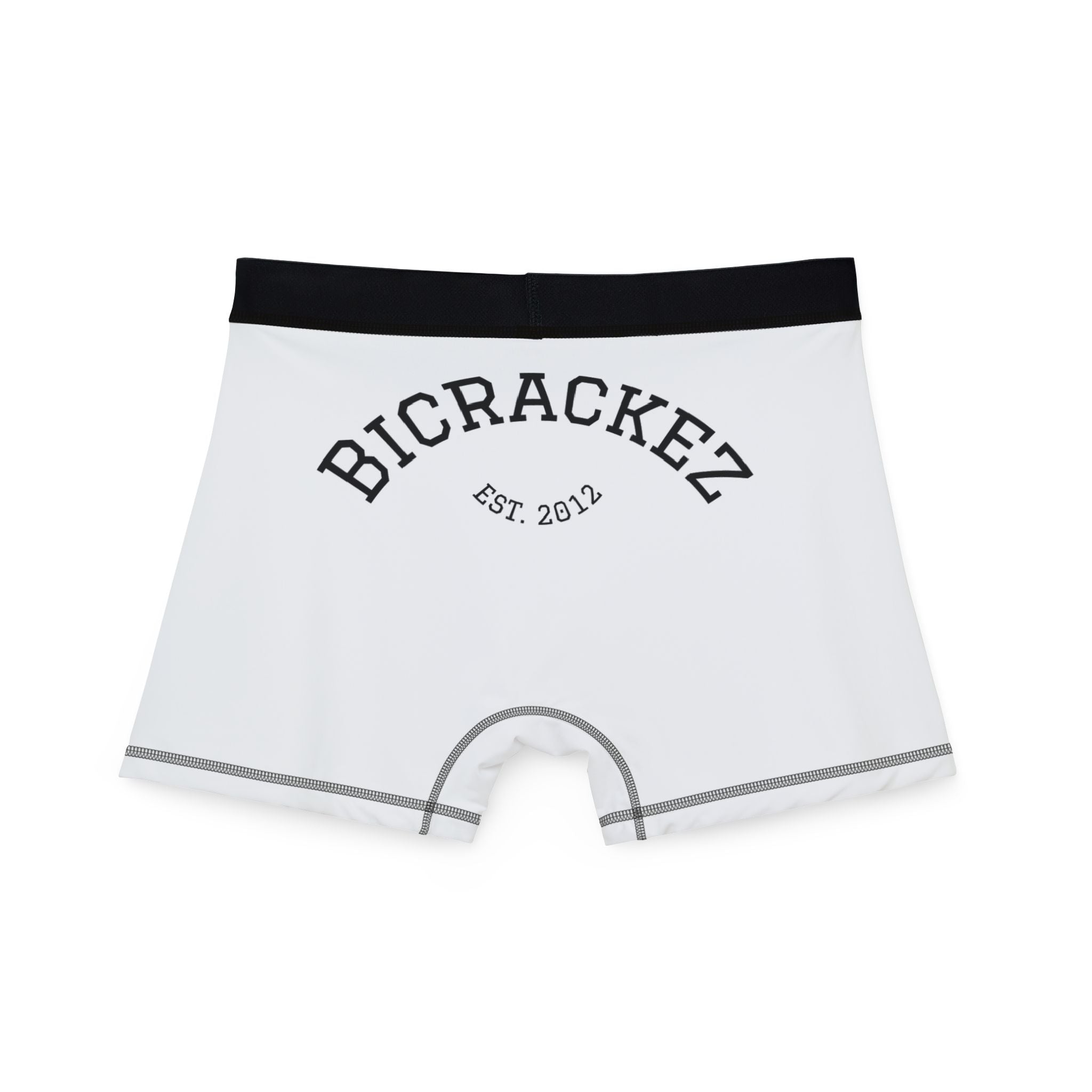 Men's Boxer Briefs — Classic White 'BICRACKEZ' Logo Performance Boxers