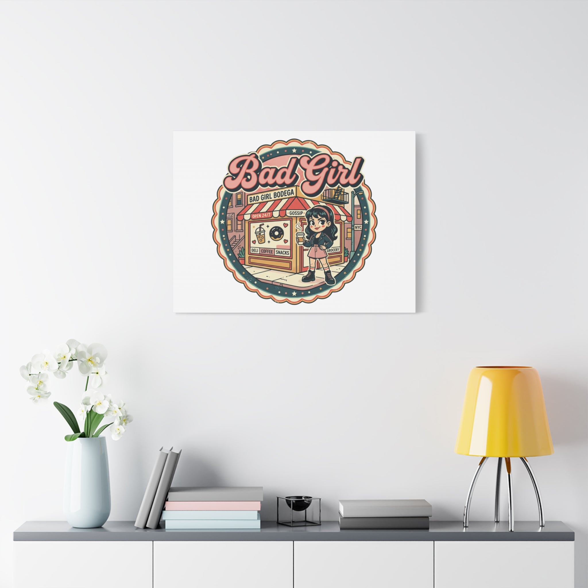 Bad Girl Bodega Canvas Print | Bodega, NYC, Y2K Corner Store Art