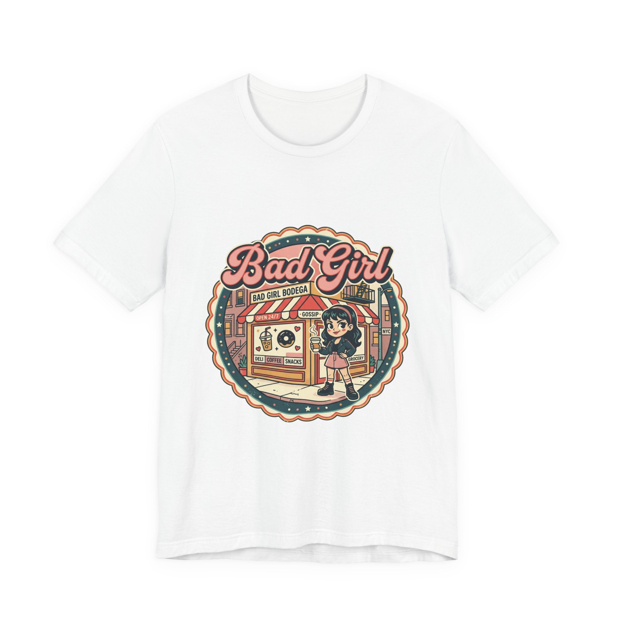 Bad Girl Bodega Tee | NYC bodega, Y2K cherries, Spanglish corner store