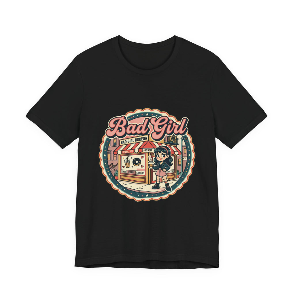 Bad Girl Bodega Tee | NYC bodega, Y2K cherries, Spanglish corner store