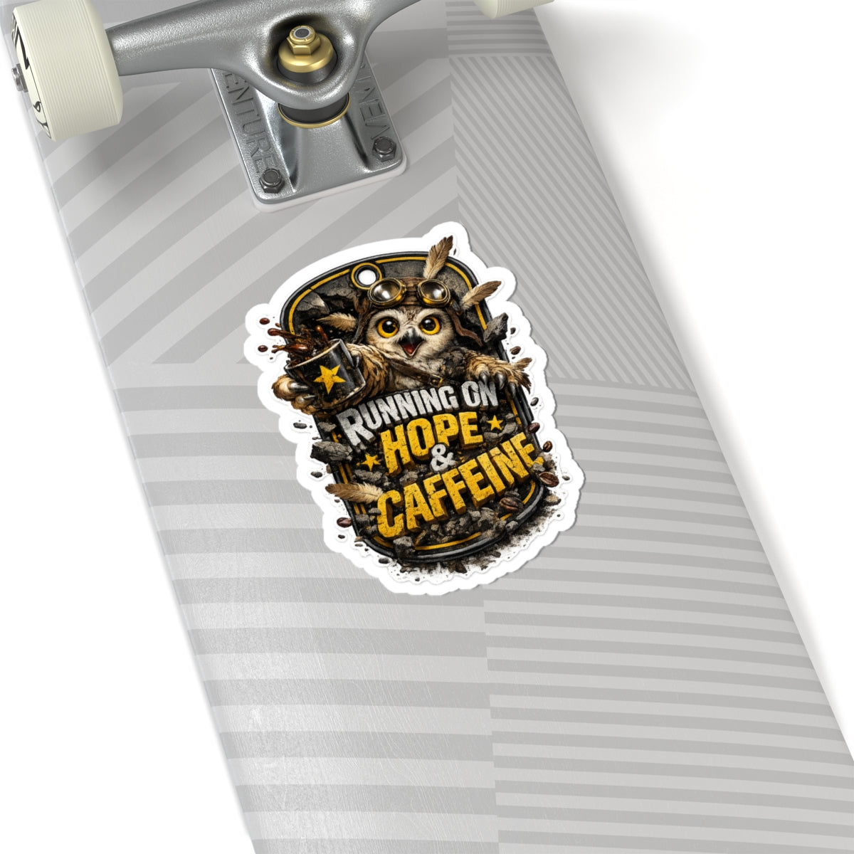 4th wall kiss cut sticker — Running on Hope & Caffeine Owl Sticker