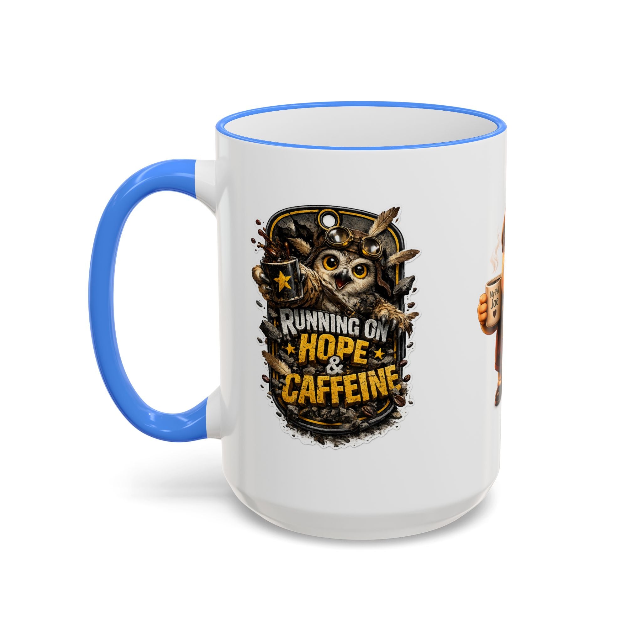 Running on Hope and Caffeine — 'My First Cup of Joe' Vintage Coffee Character (11oz/15oz)