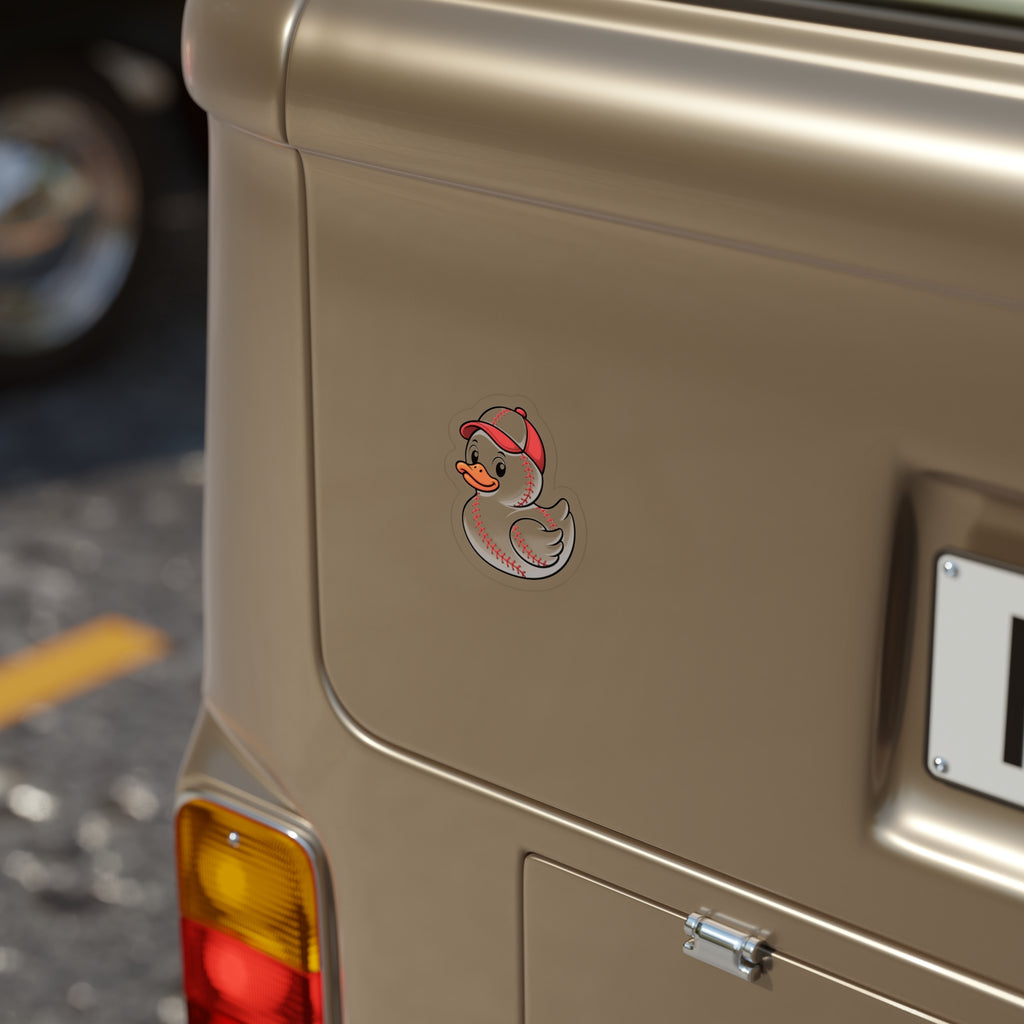 Baseball Duck Die-Cut Transparent Outdoor Sticker — Waterproof Vinyl