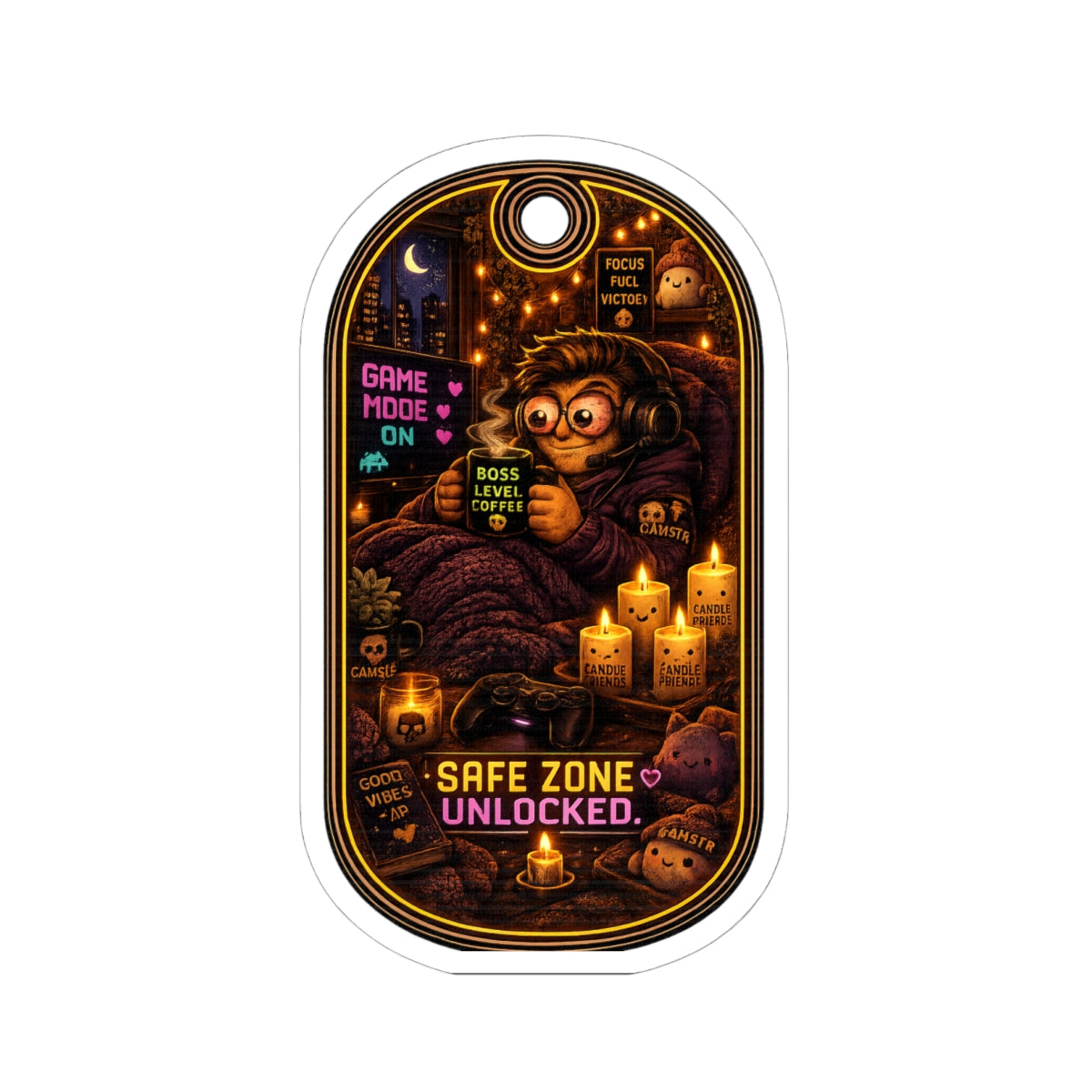 Cozy Safe Zone Unlocked Gaming Sticker — Cozy Gamer Chill Vibes
