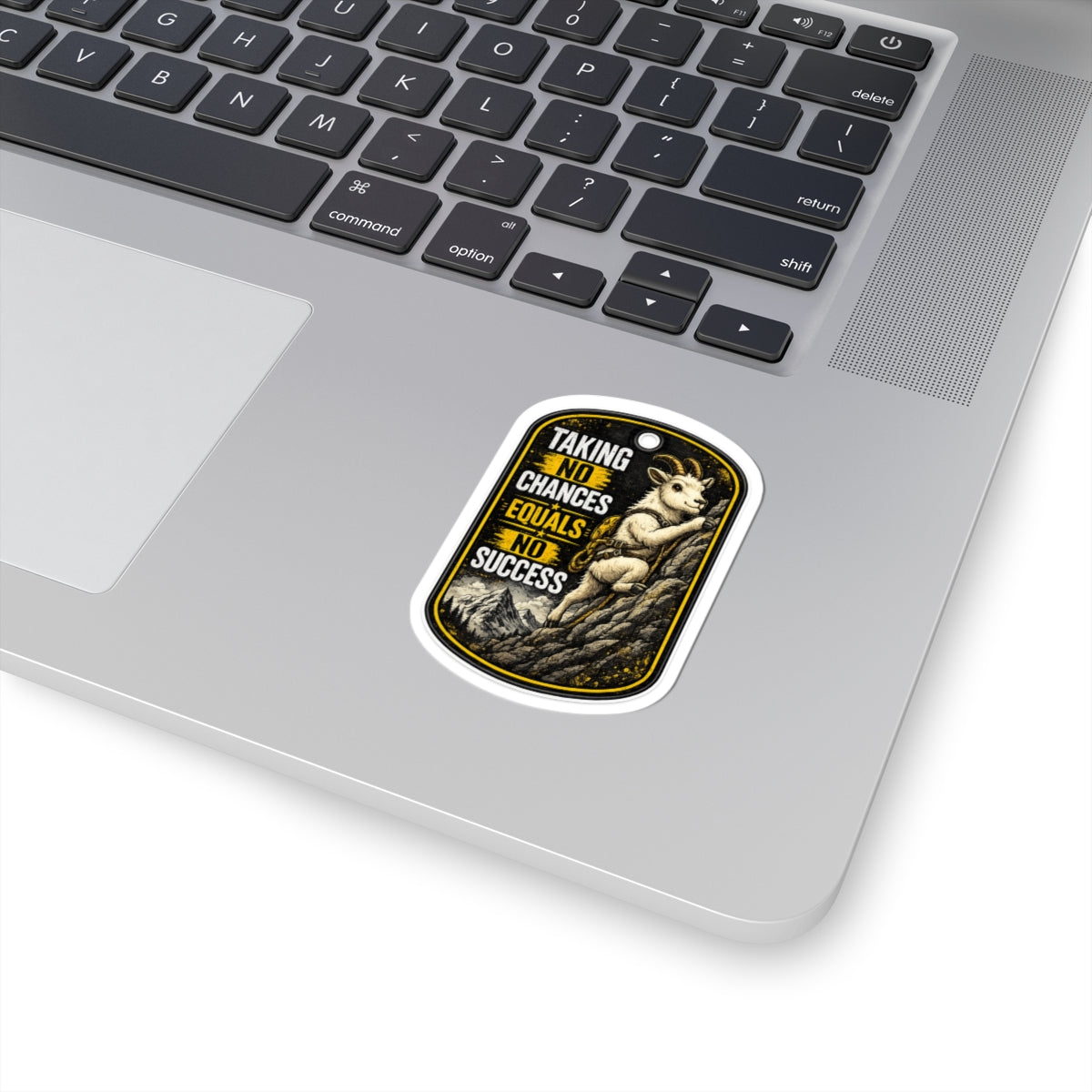 Sticker — 'Taking No Chances Equals No Success' Mountain Goat Motivational Kiss-Cut Sticker