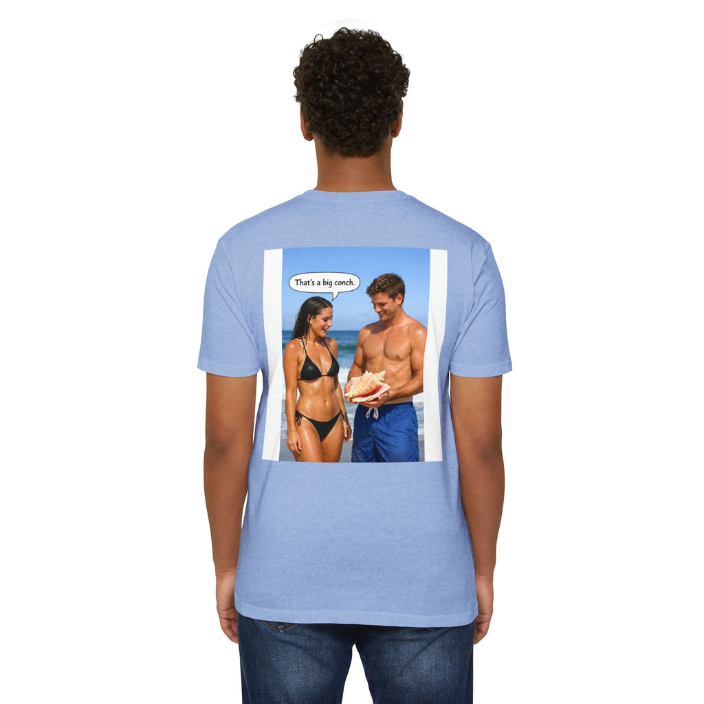 Conch Joke T-Shirt — Retro Beach Photo Tee with "That's a big conch" Graphic
