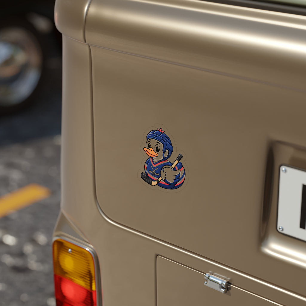 Hockey Duck Die-Cut Outdoor Sticker — Waterproof Transparent Vinyl